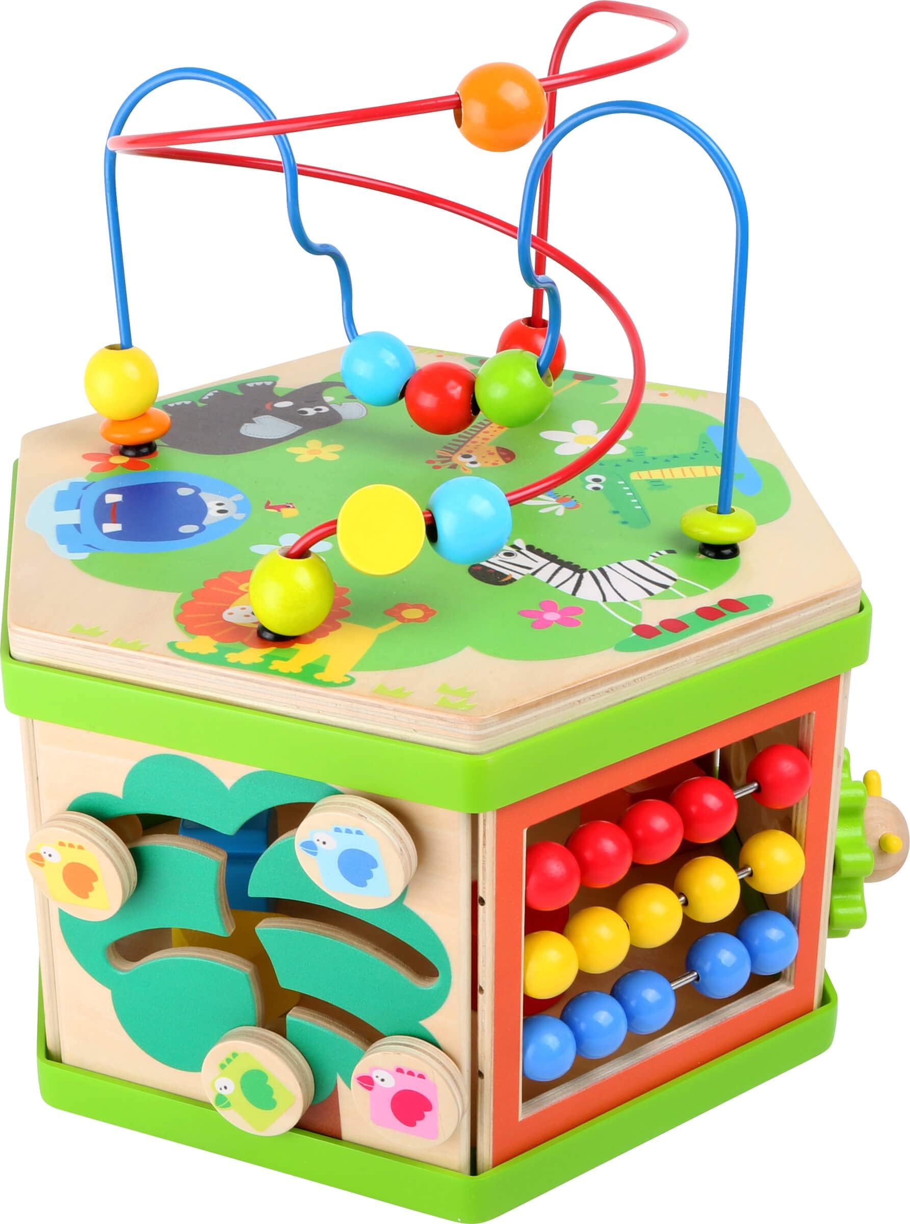 smallfoot 4244 Cubo Motorio Safari gioco legno animali