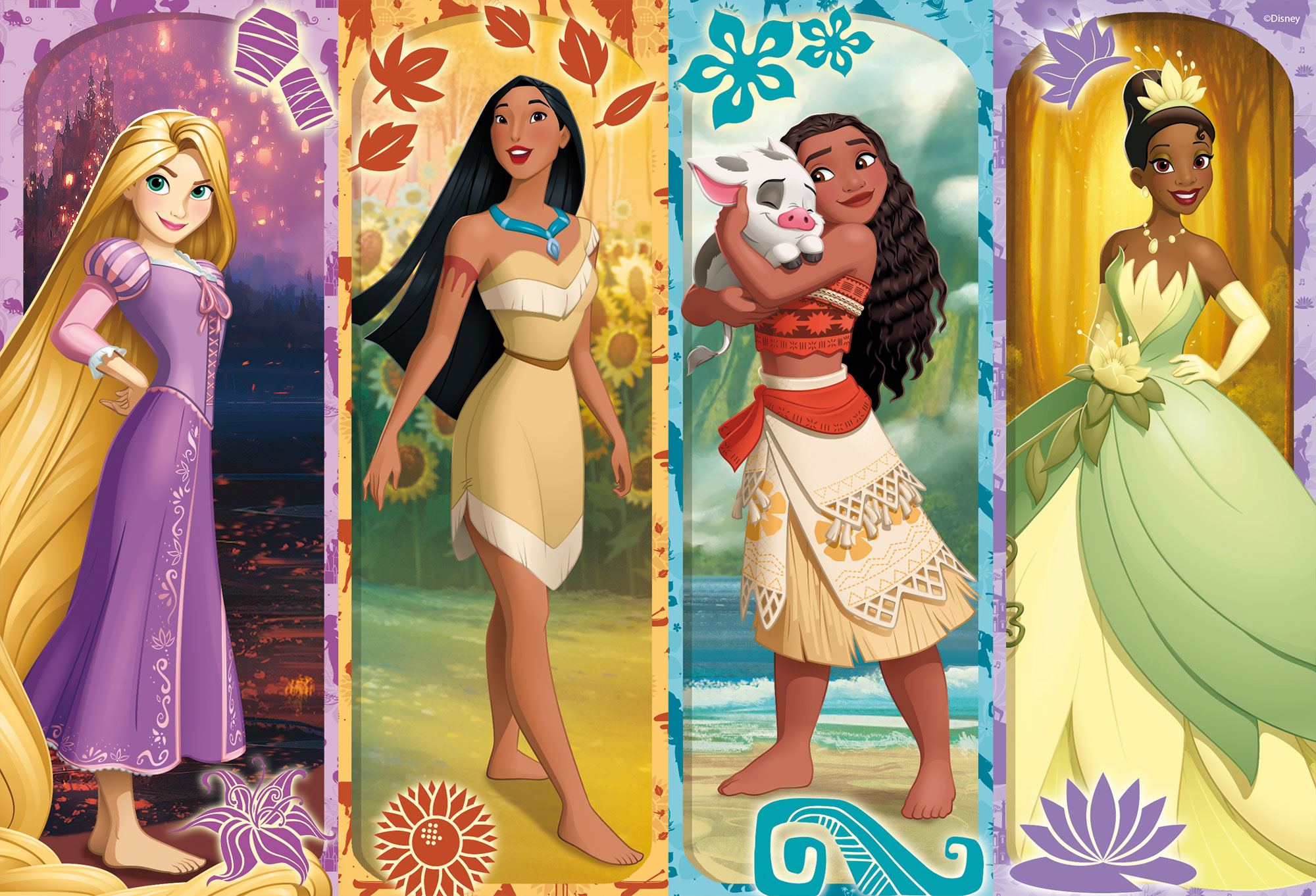 Lisciani Disney MaxiFloor 2x60 puzzle bambini Princess da colorare