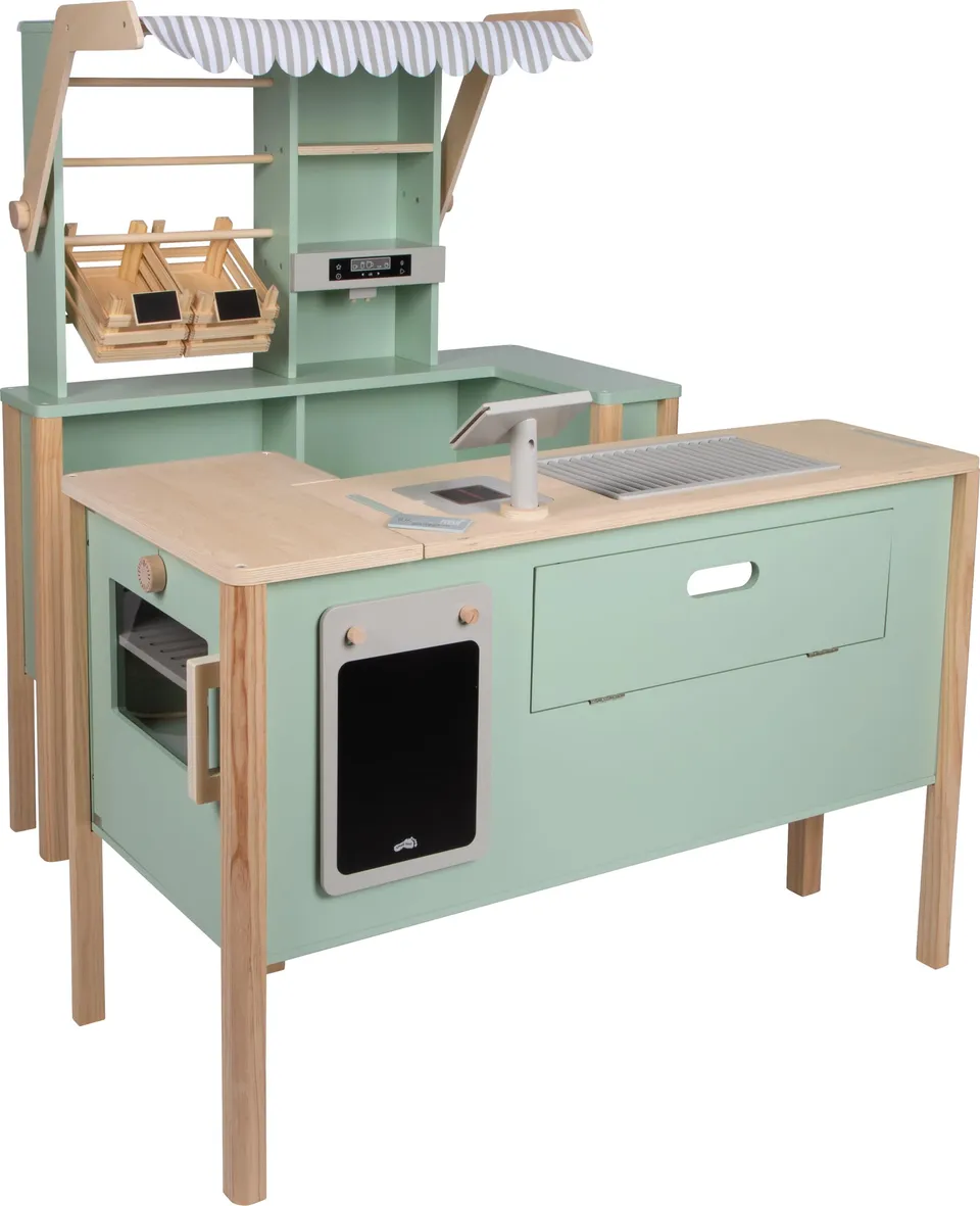 smallfoot 12688 cucina gioco negozio verde fresh con accessori