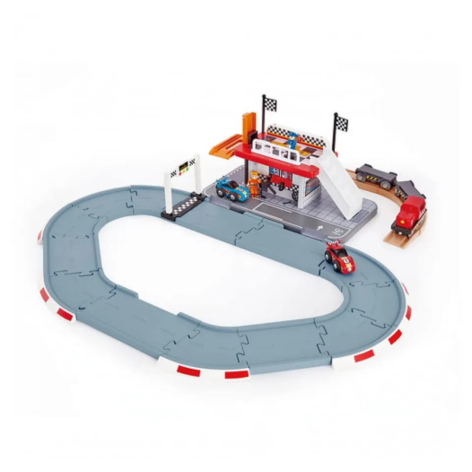 Hape E3734 race track station treno legno