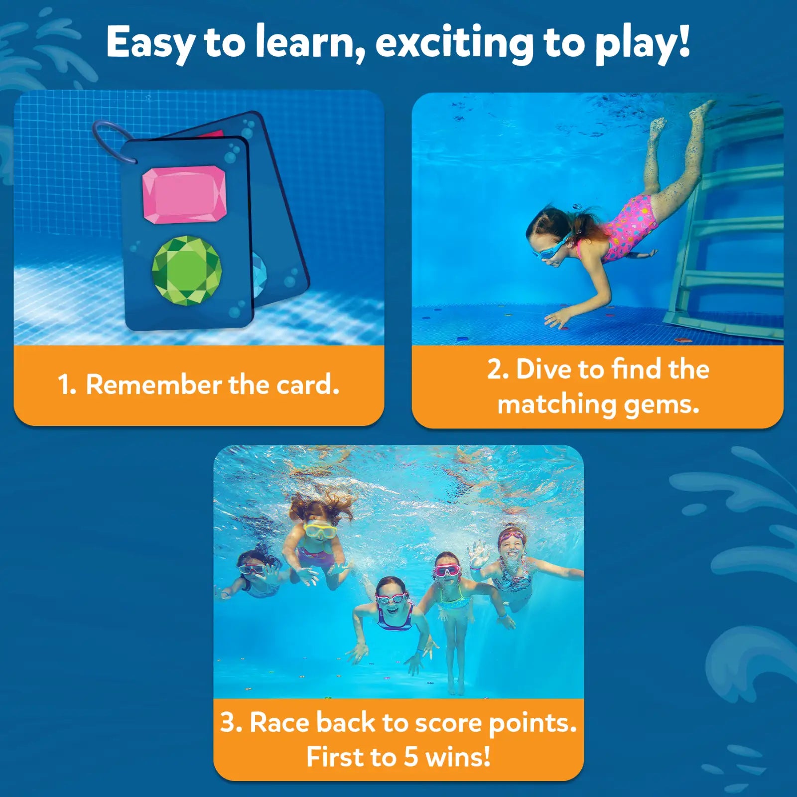 Skillmatics Seek & Splash gioco piscina immersioni gemme