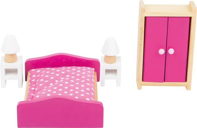 small foot 10874 mobili camera letto casa bambole legno 6pz