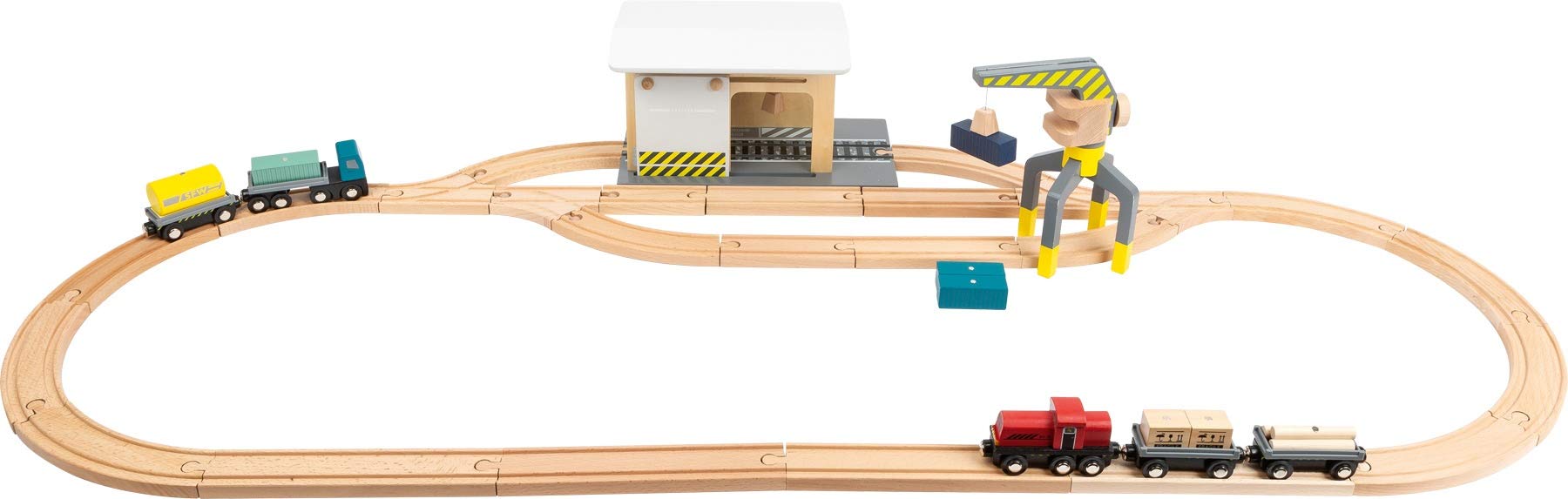 smallfoot 11377 Scalo Merci Trenino Legno con Gru