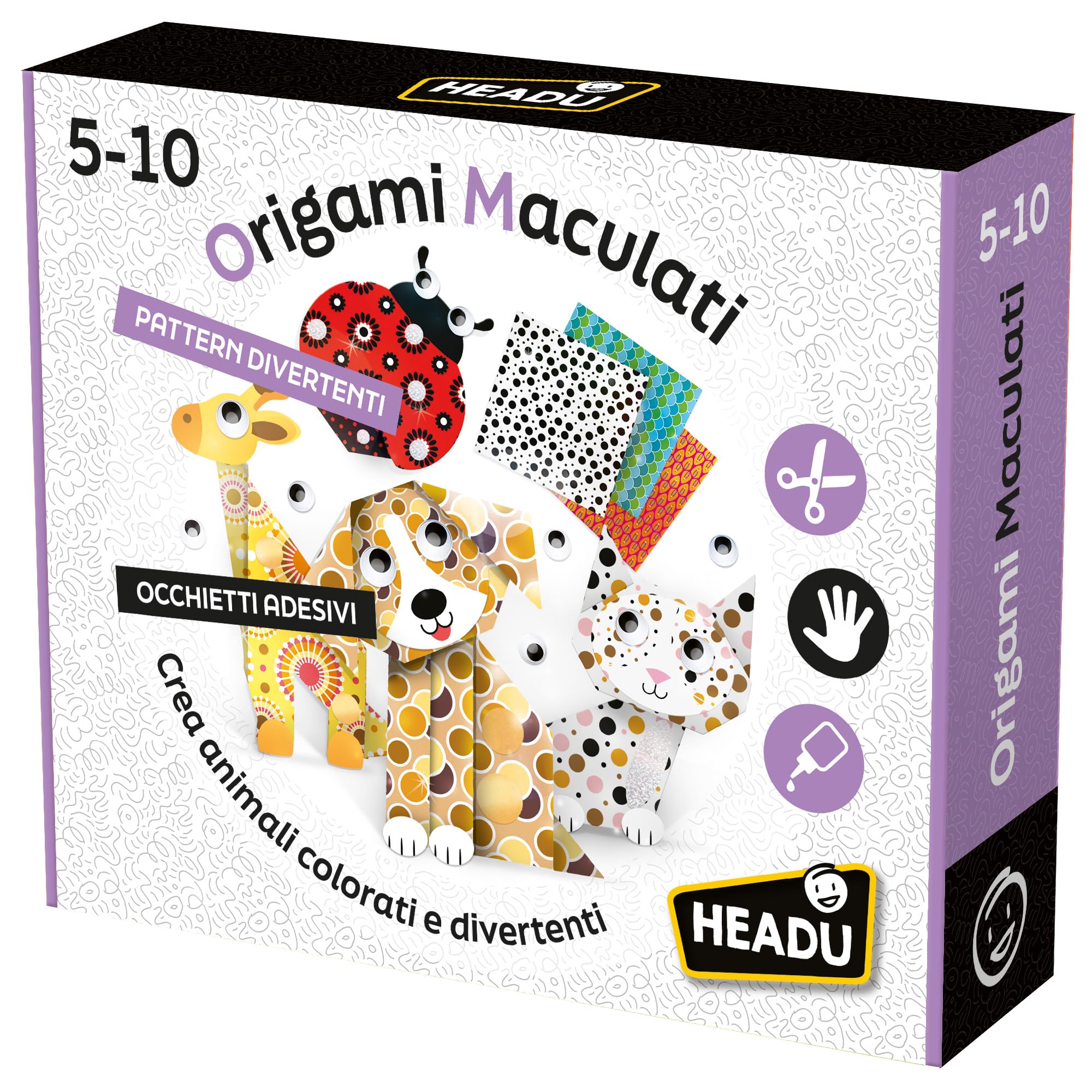 Headu Origami Maculati IT56963 kit creativo animali 4-8 anni