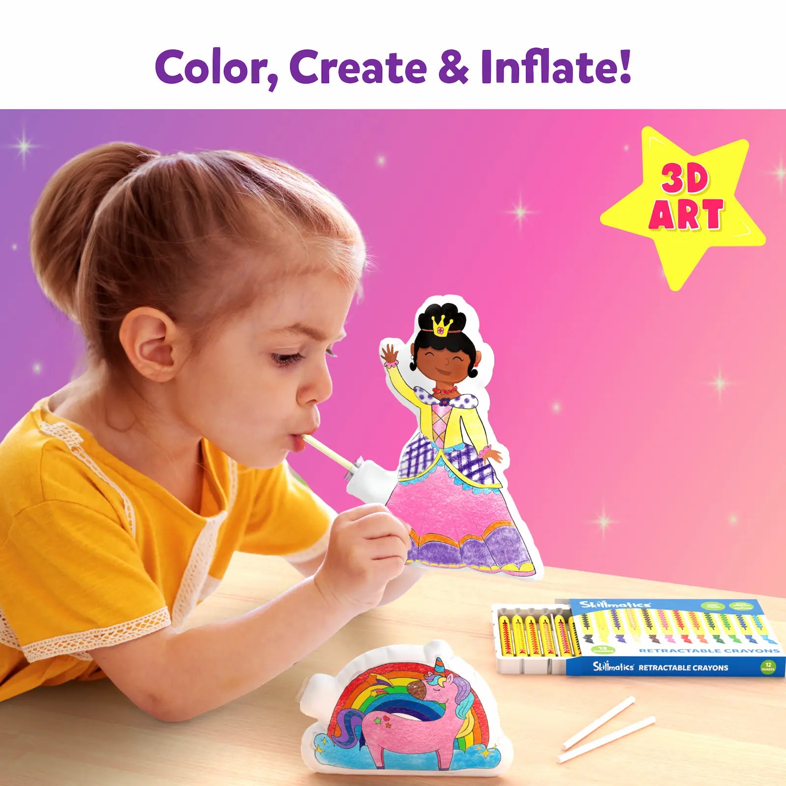 Skillmatics Inflatable Art Unicorns Princesses gonfiabili 4-7 anni