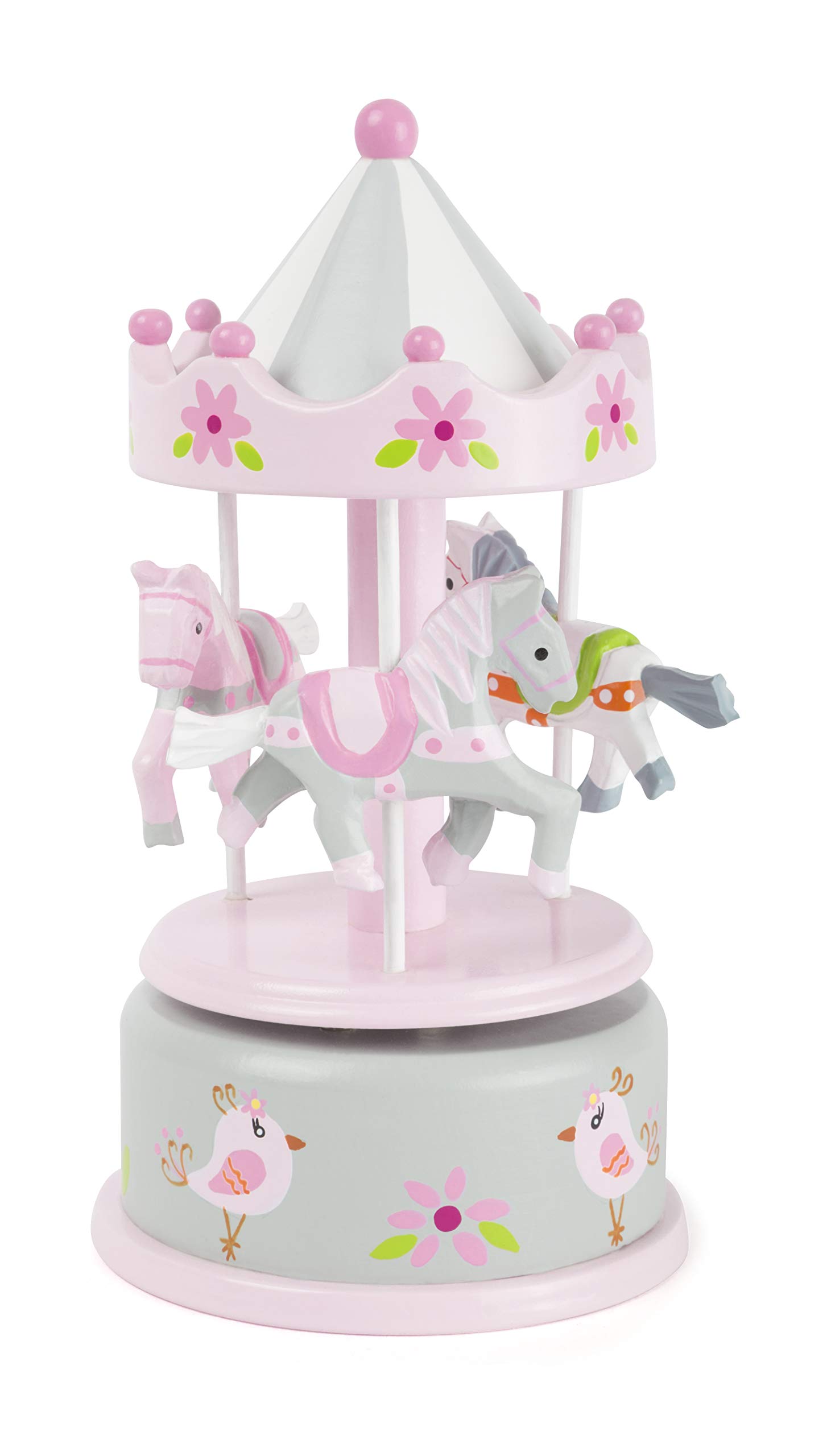 smallfoot Fiore carillon giostra cavalli legno rosa
