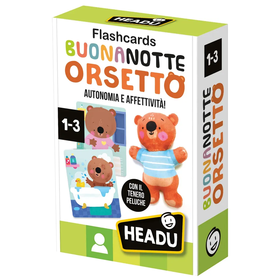 Headu Buonanotte Orsetto Flashcards Baby Routine 1-3 Anni