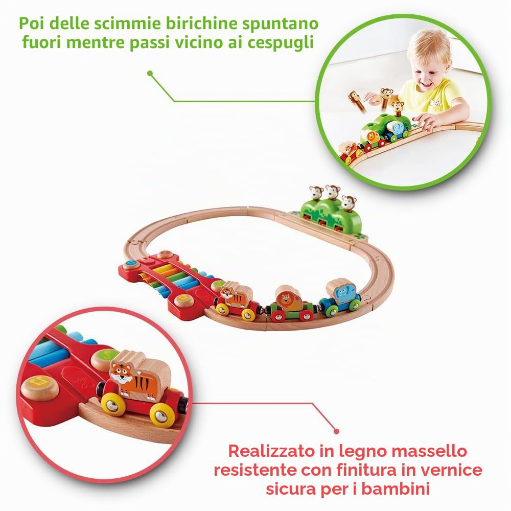 Hape percorso musica scimmiette trenino legno giungla
