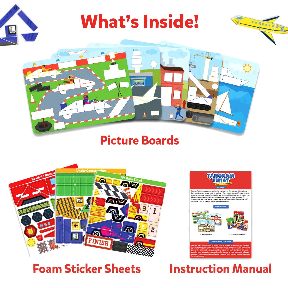 Skillmatics Tangram Twist Off We Go! puzzle sticker 4-7 anni