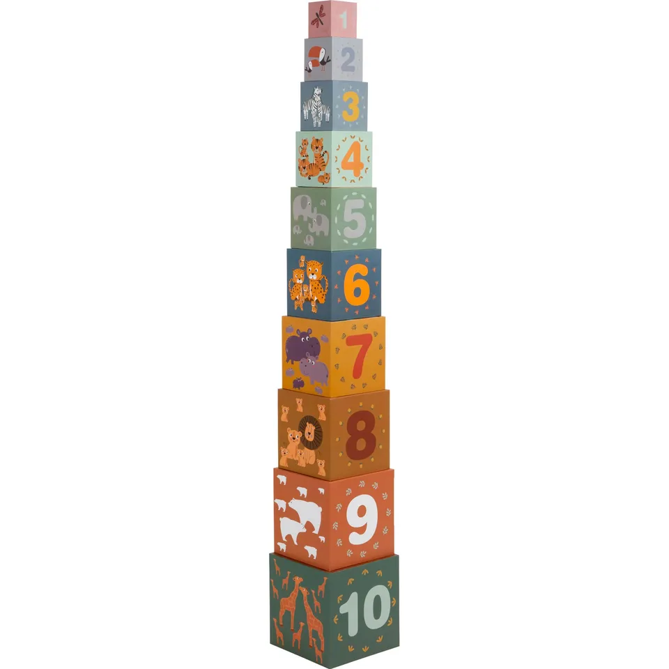 small foot 11957 Safari cubi impilabili legno 10 pezzi 1 anno+