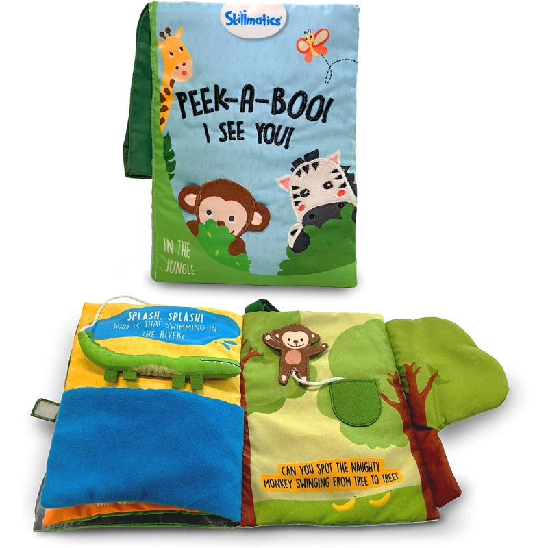 Skillmatics Peek-A-Boo libro stoffa giungla 6+ mesi