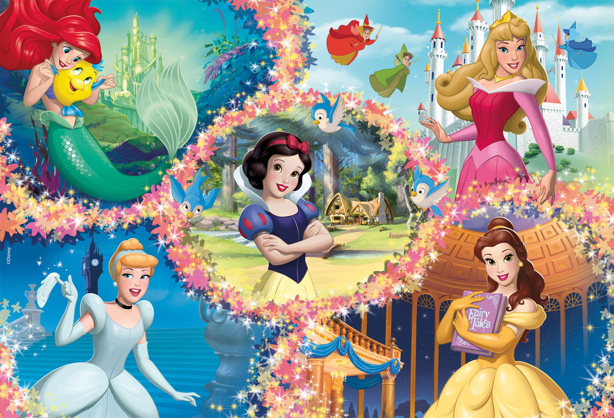 Lisciani Disney MaxiFloor 2x60 puzzle bambini Princess da colorare