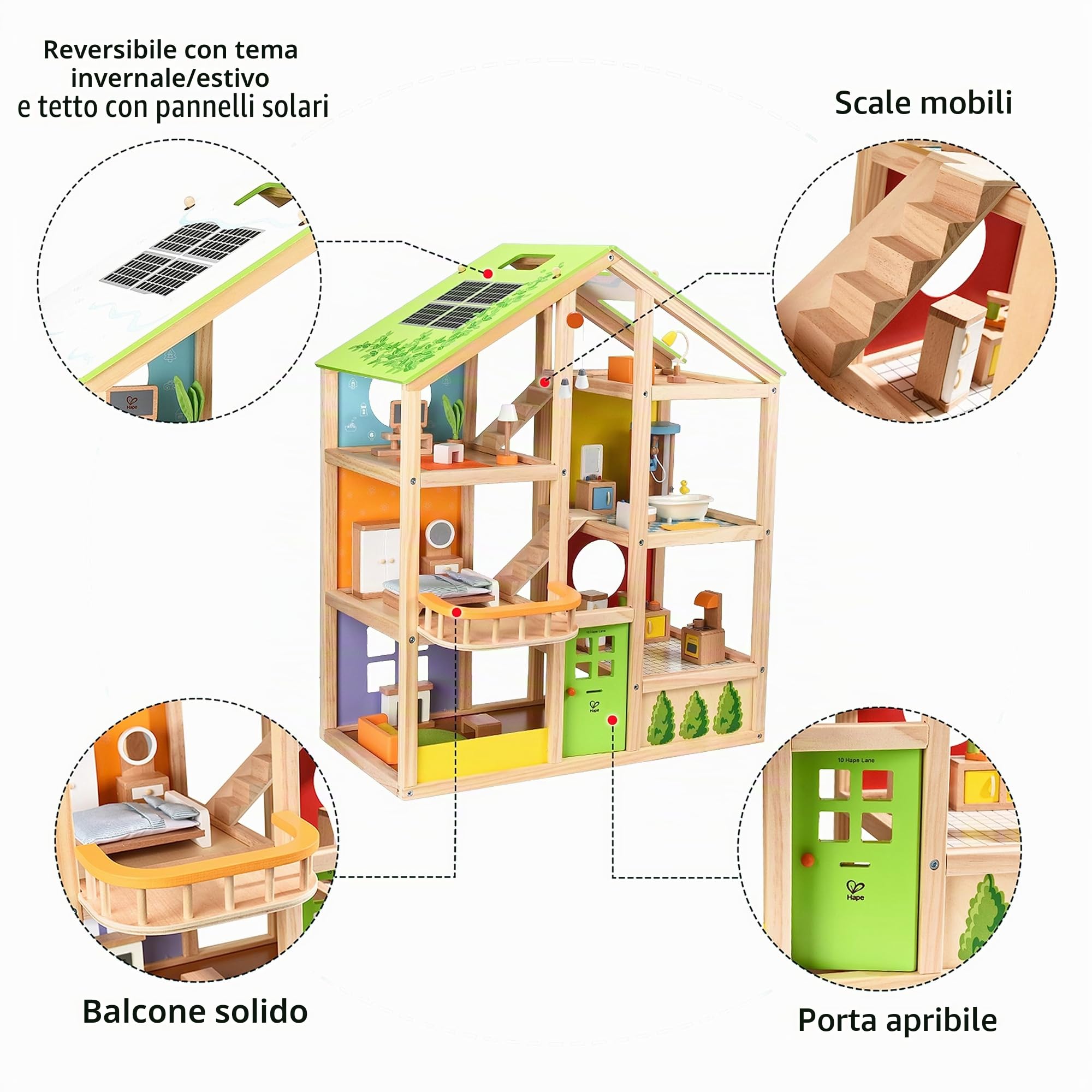 Hape E3401 Casa 4 Stagioni casa bambole legno arredata