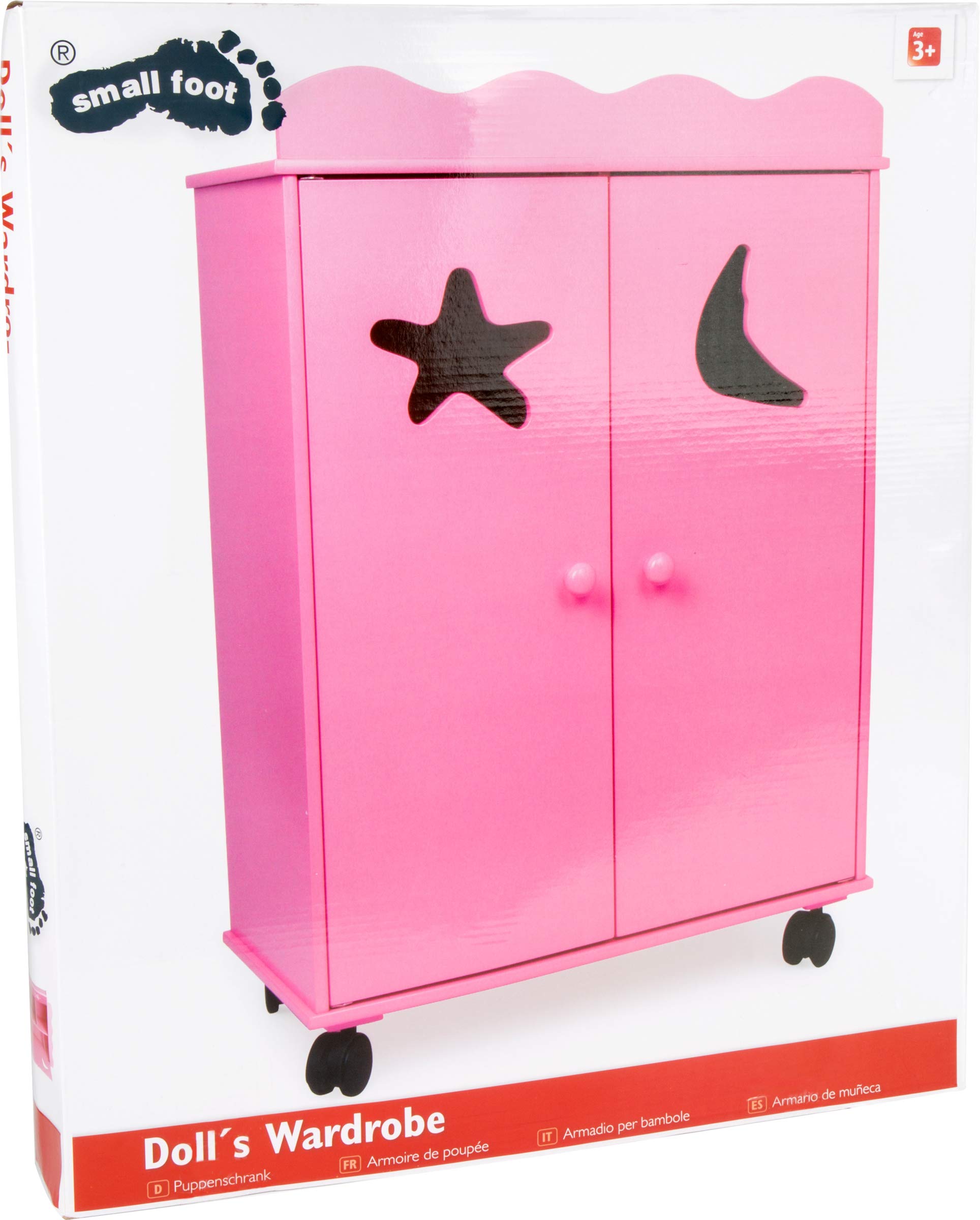 smallfoot 2880 Pink armadio bambole in legno con ruote