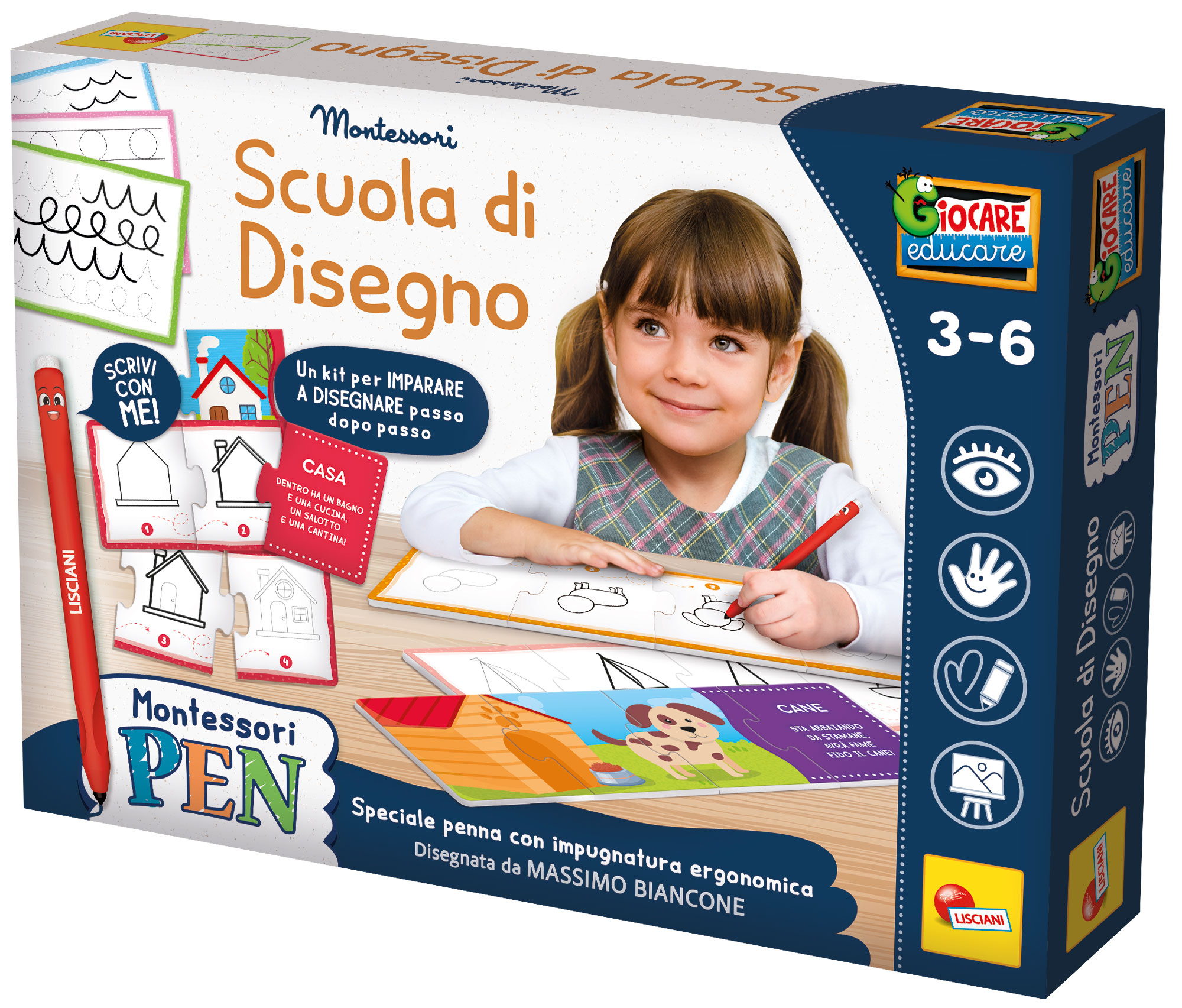Lisciani Montessori Pen Scuola di Disegno kit disegno ergonomico