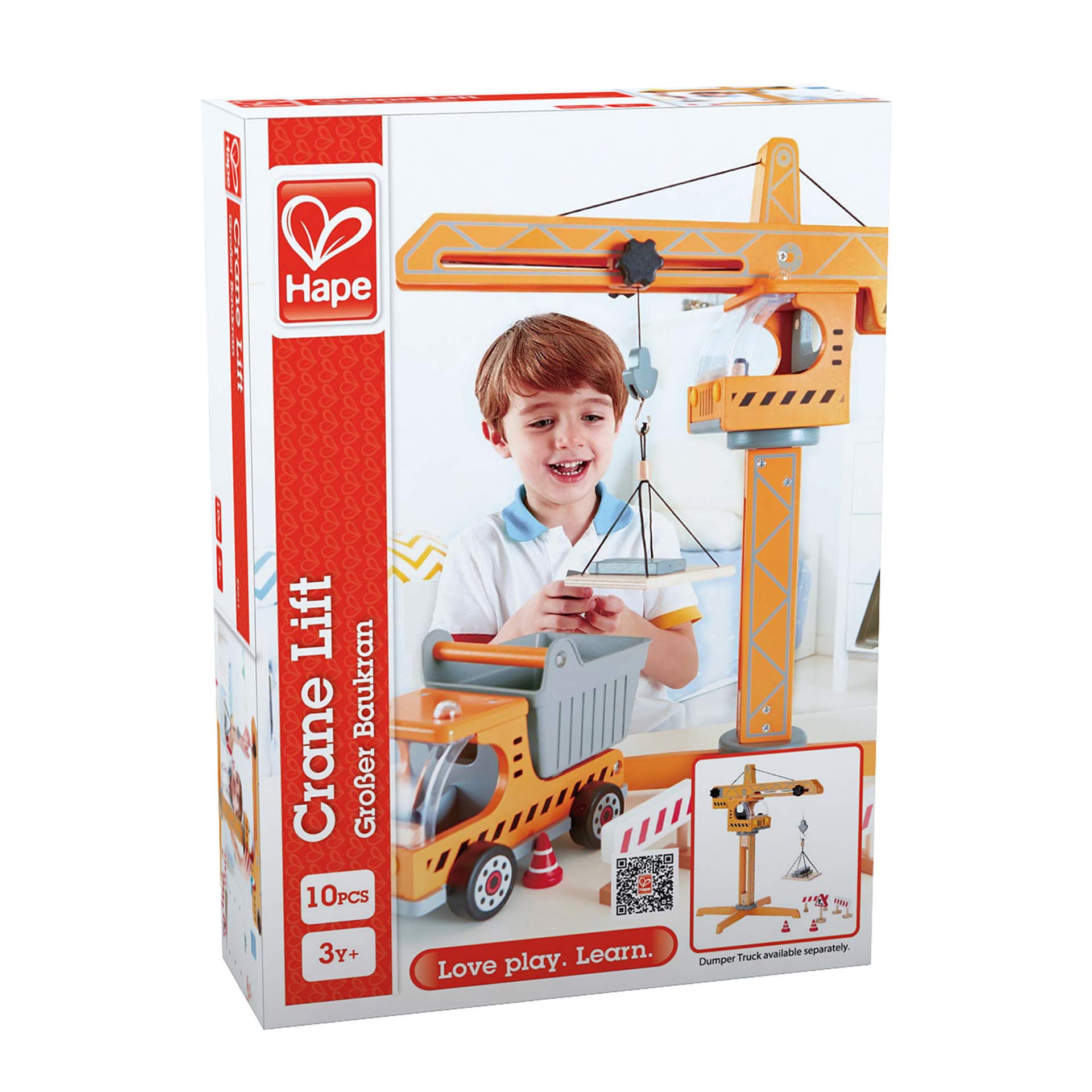 Hape Set Gru cantiere giocattolo mobile in legno