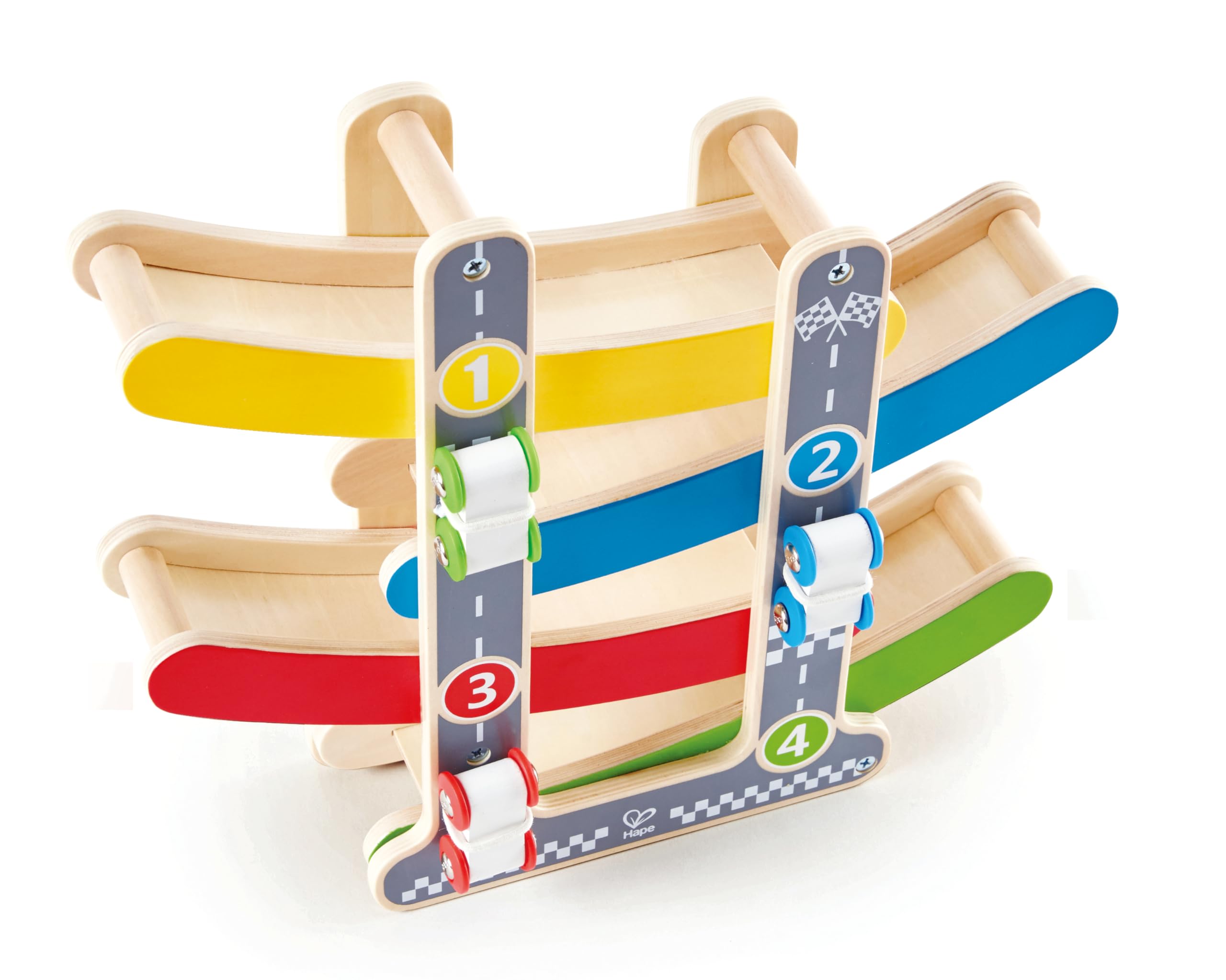Hape Circuito Macchinine in Discesa pista legno 3 auto