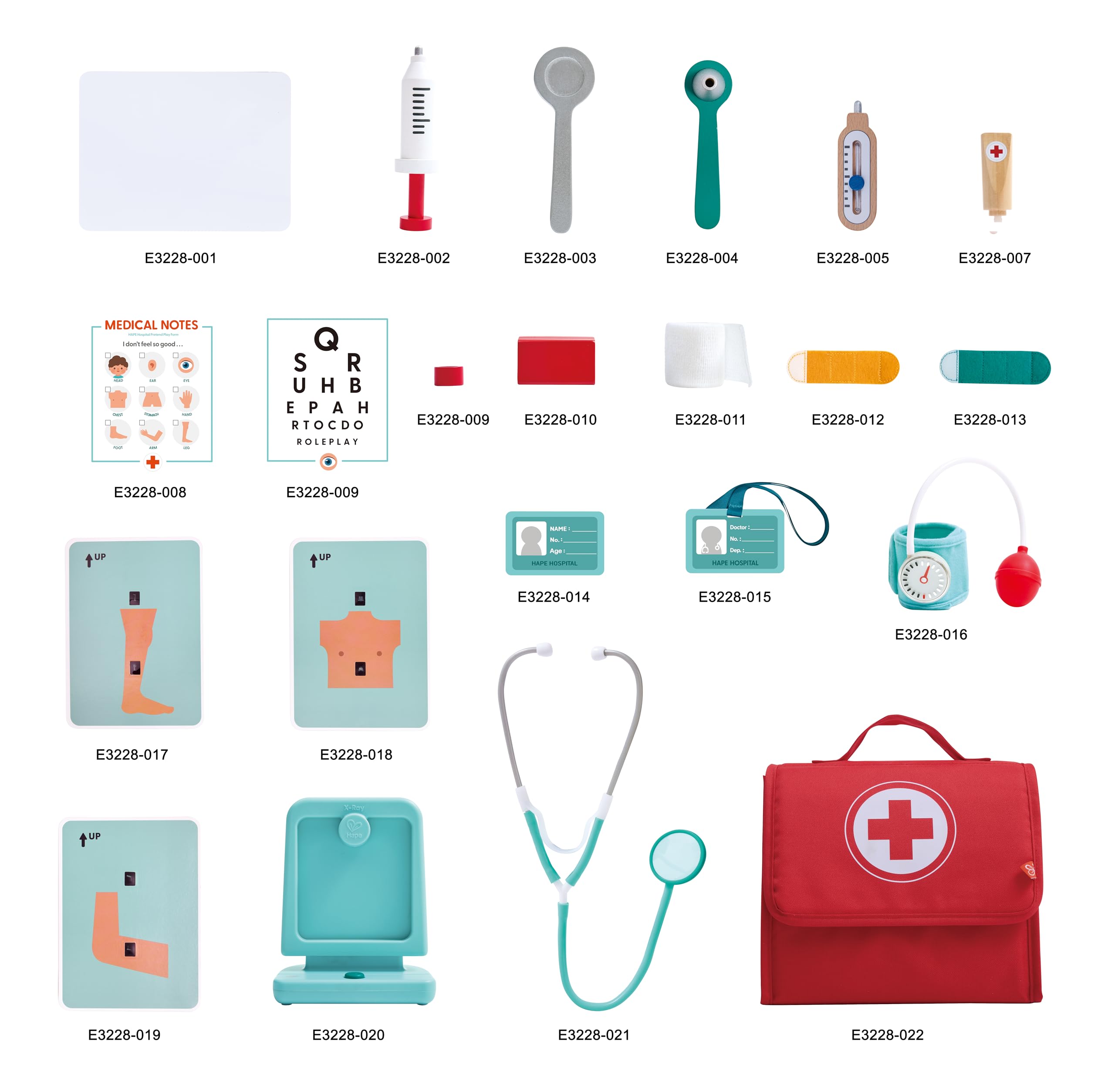 Hape Set Medico kit dottore legno con raggi X interattivi