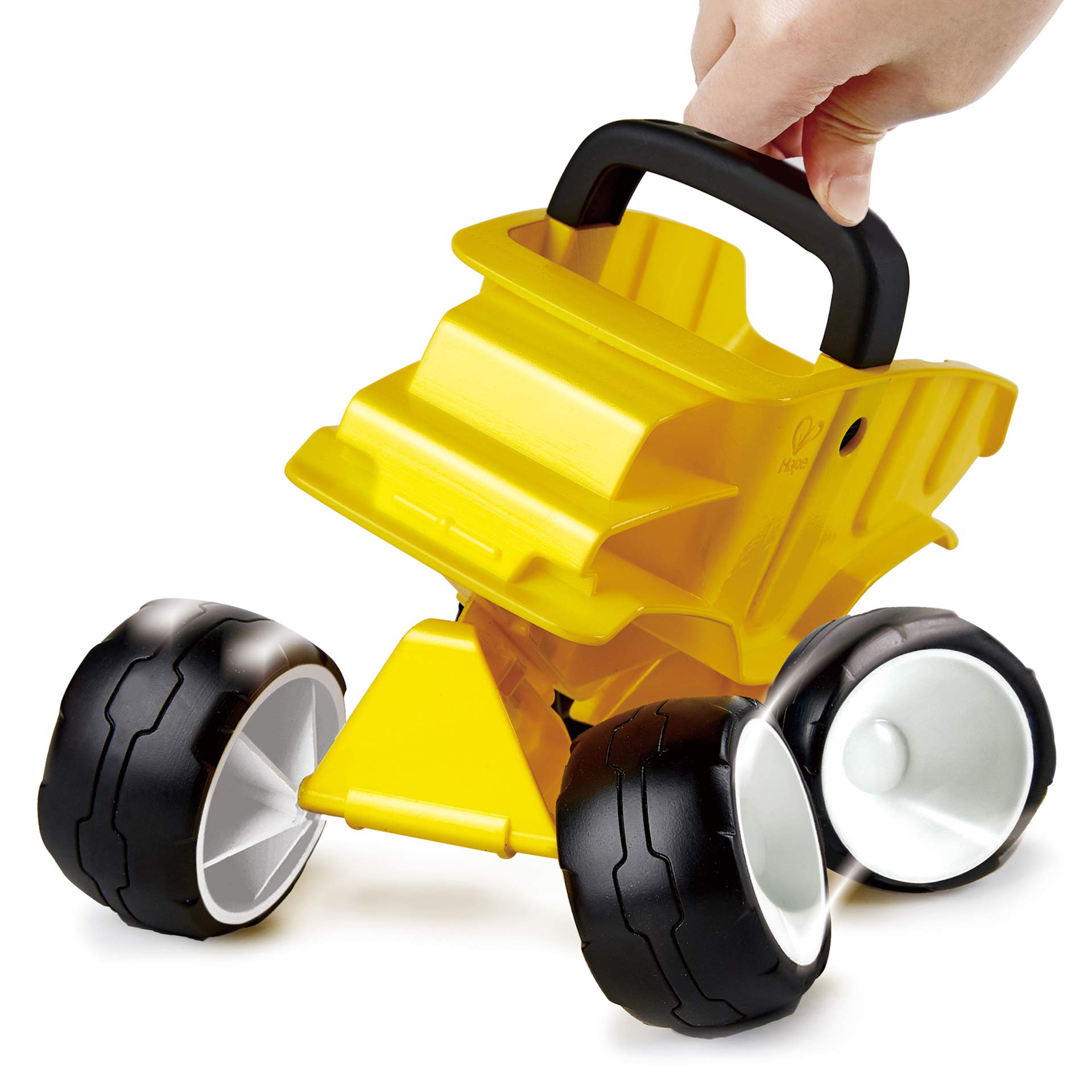 Hape Autocarro Giallo camion ribaltabile spiaggia ruote gomma