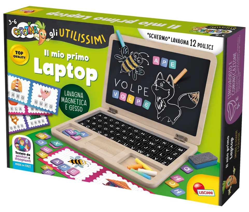 Lisciani Giochi Carotina Primo Laptop di Legno laptop magnetico lettere