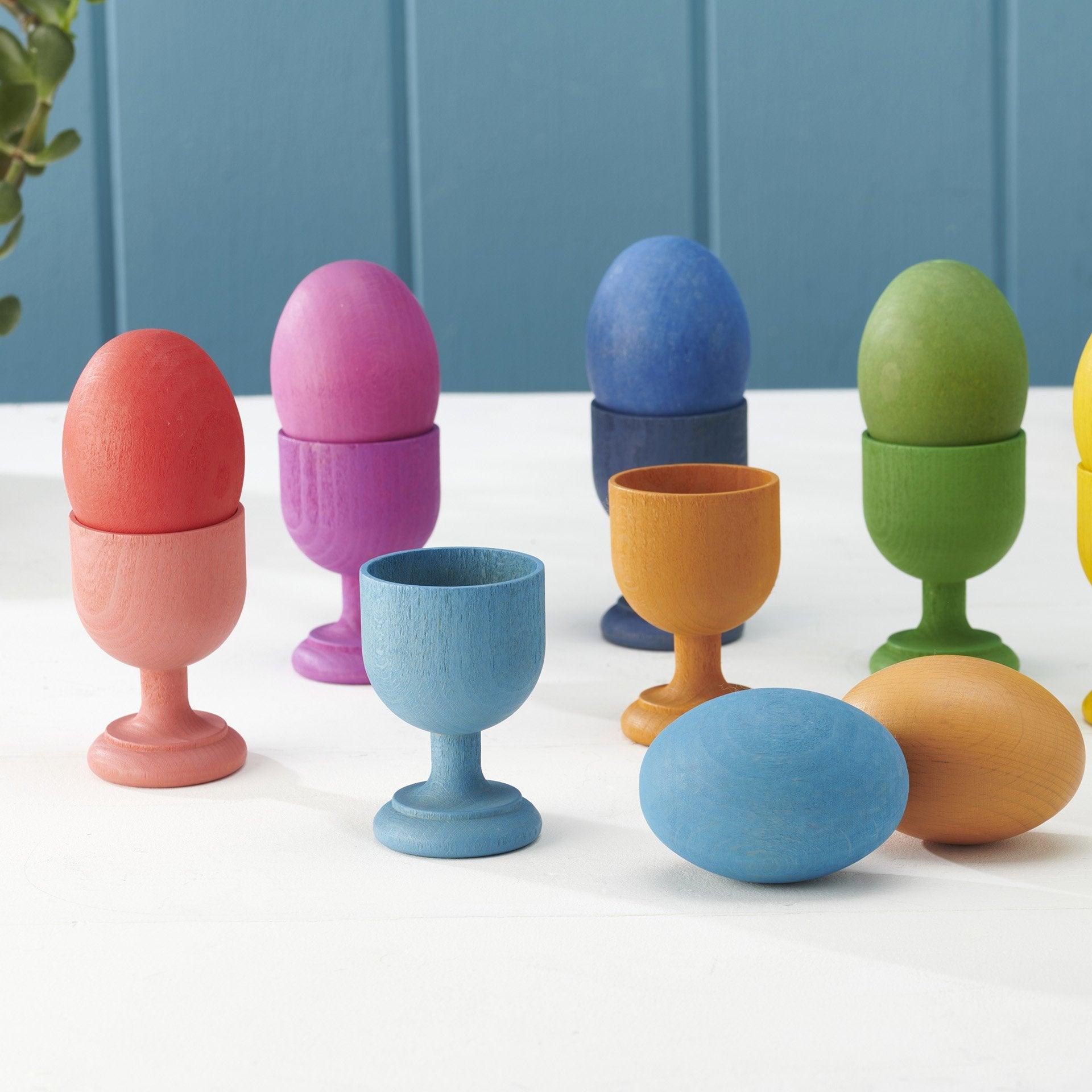 Tickit Rainbow Egg Cups Portauova Legno 7 Pezzi Colori