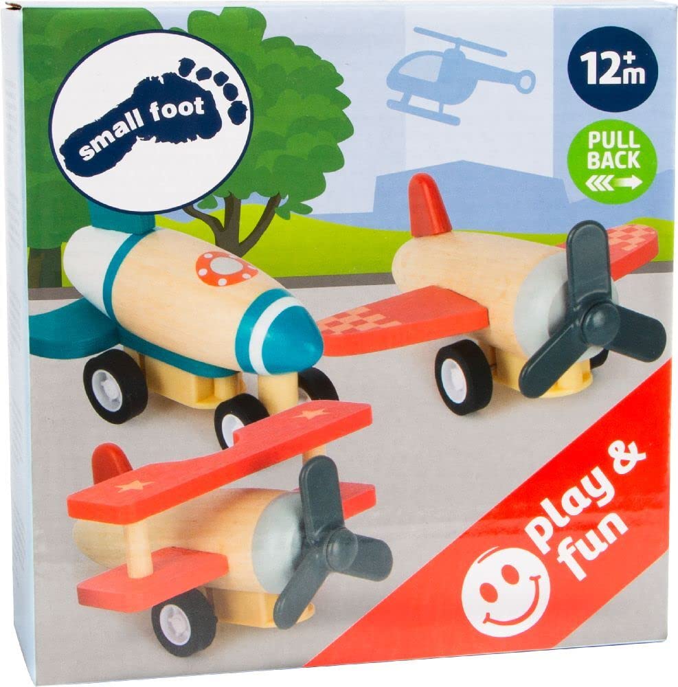 smallfoot 11884 set aerei e missile legno a carica 3 pezzi