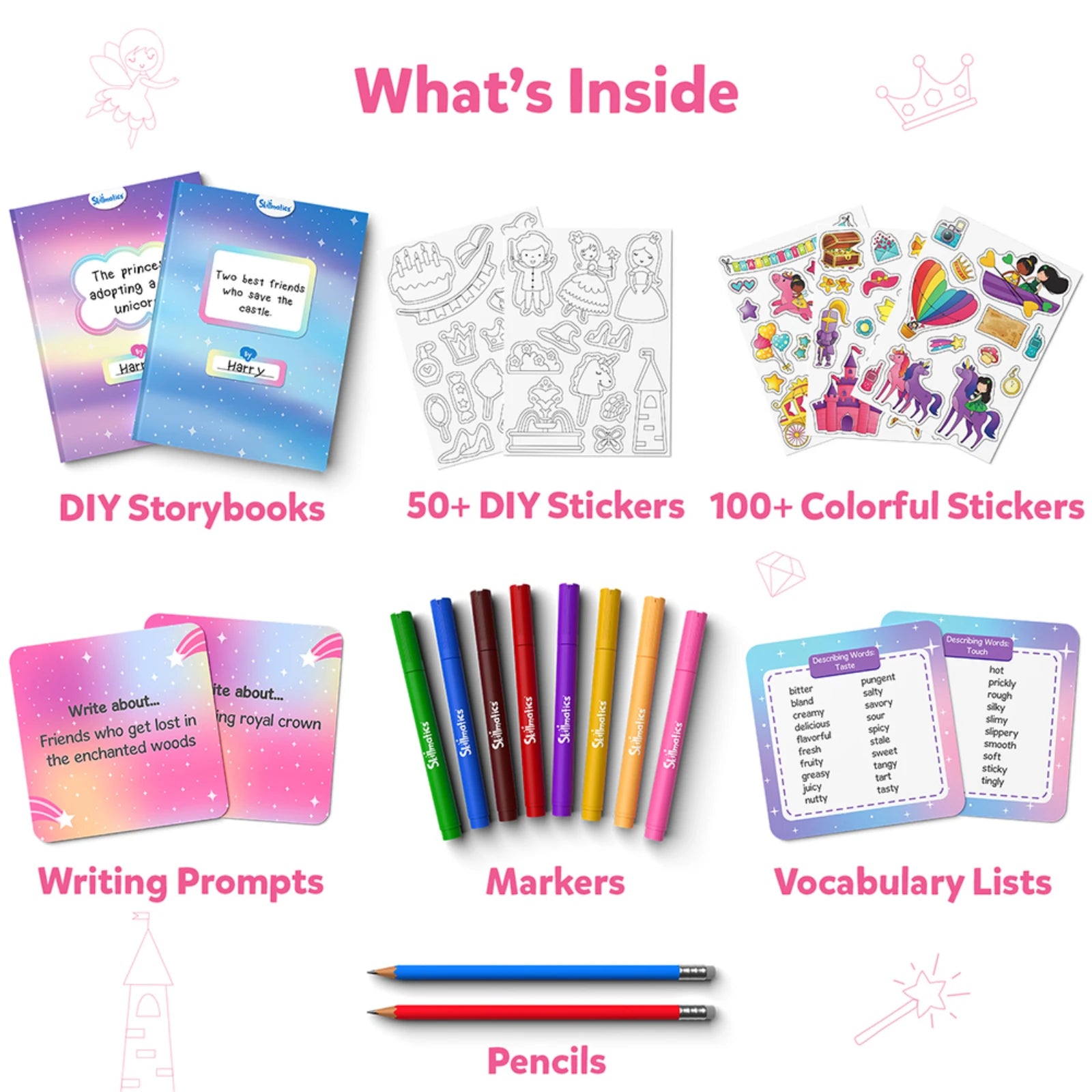 Skillmatics My Storybook Unicorns Princesses kit creativo 5-10 anni
