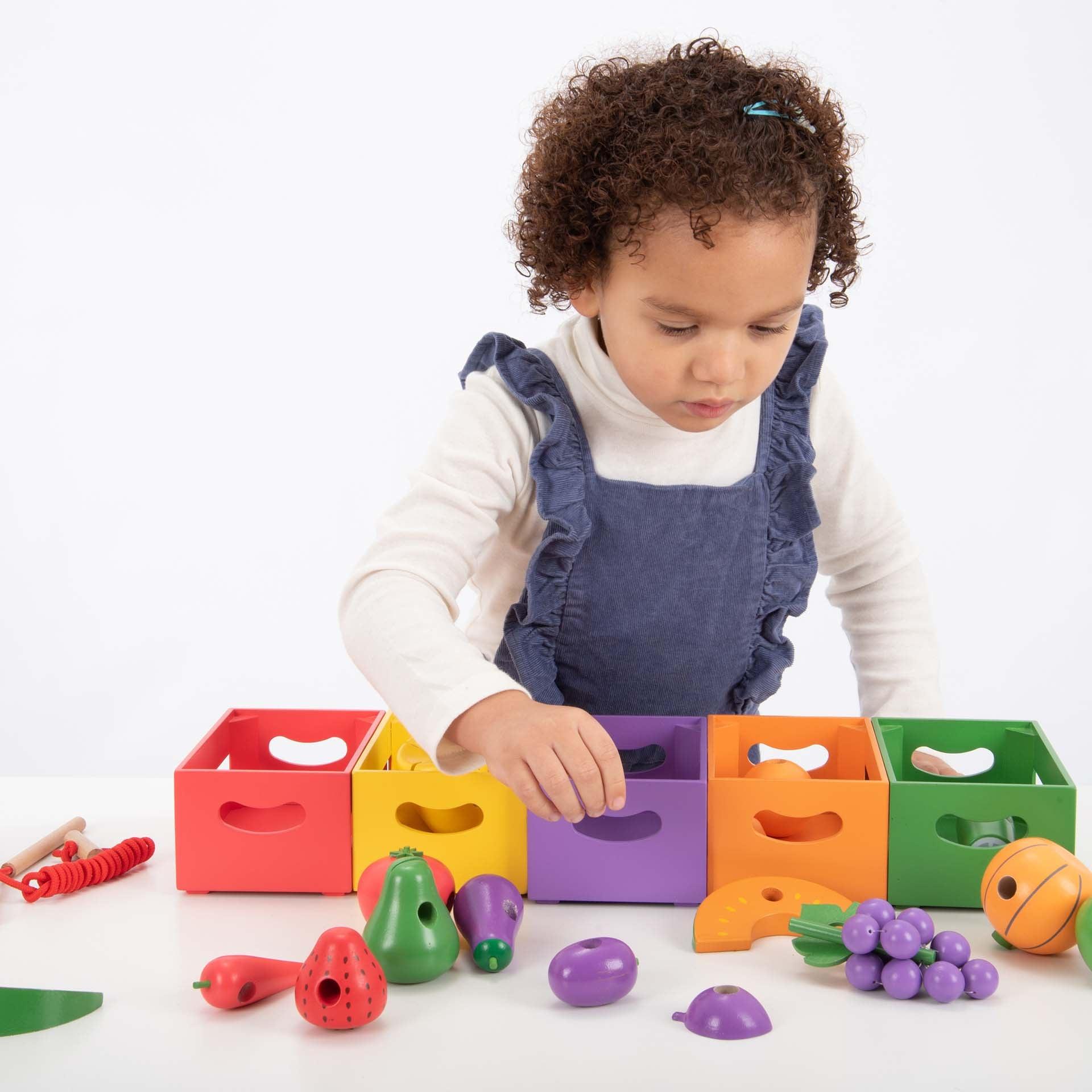 Tickit Wooden Sorting cassette frutta verdura 28 pezzi filo