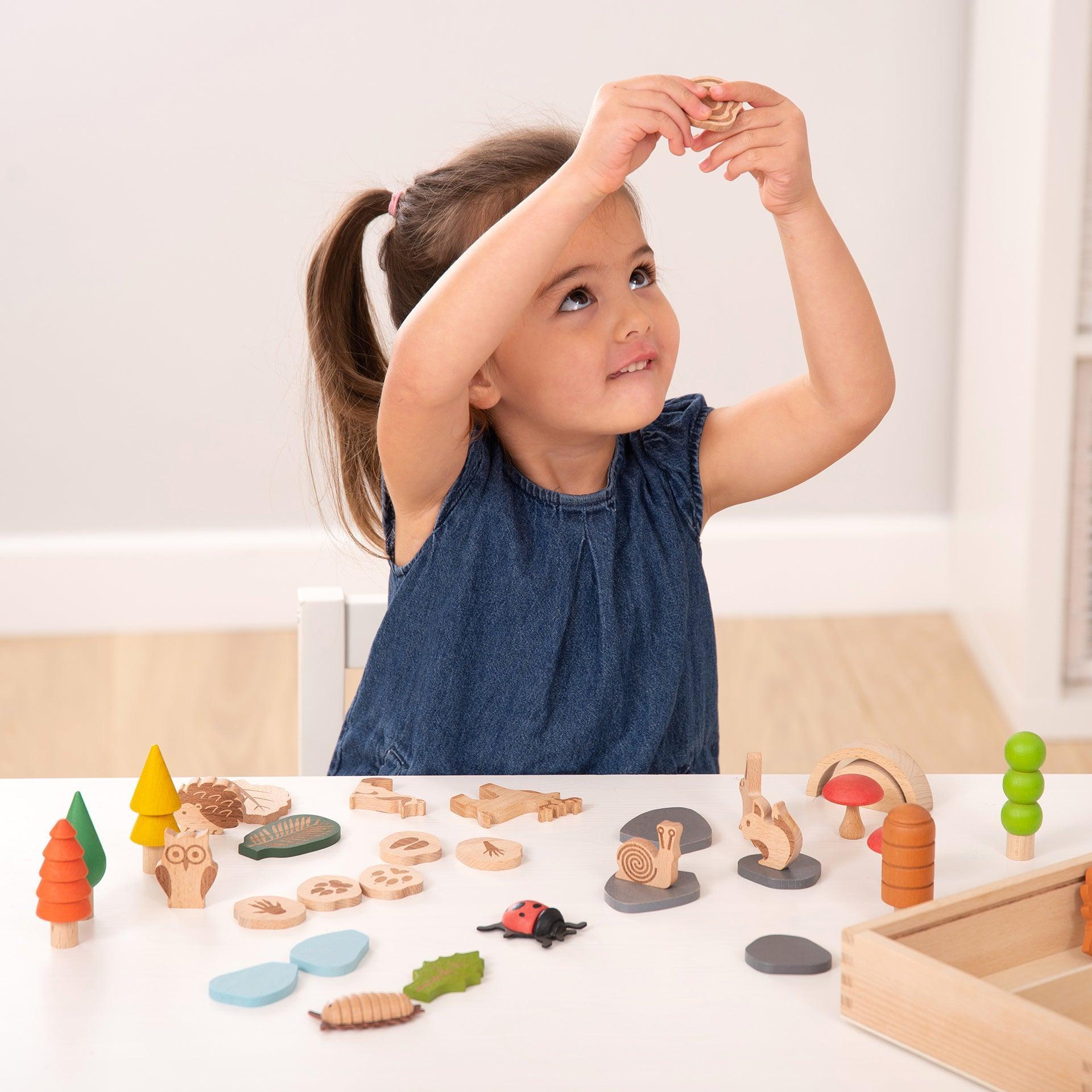 Tickit Woodland Trail Set gioco legno bosco con animali scatola