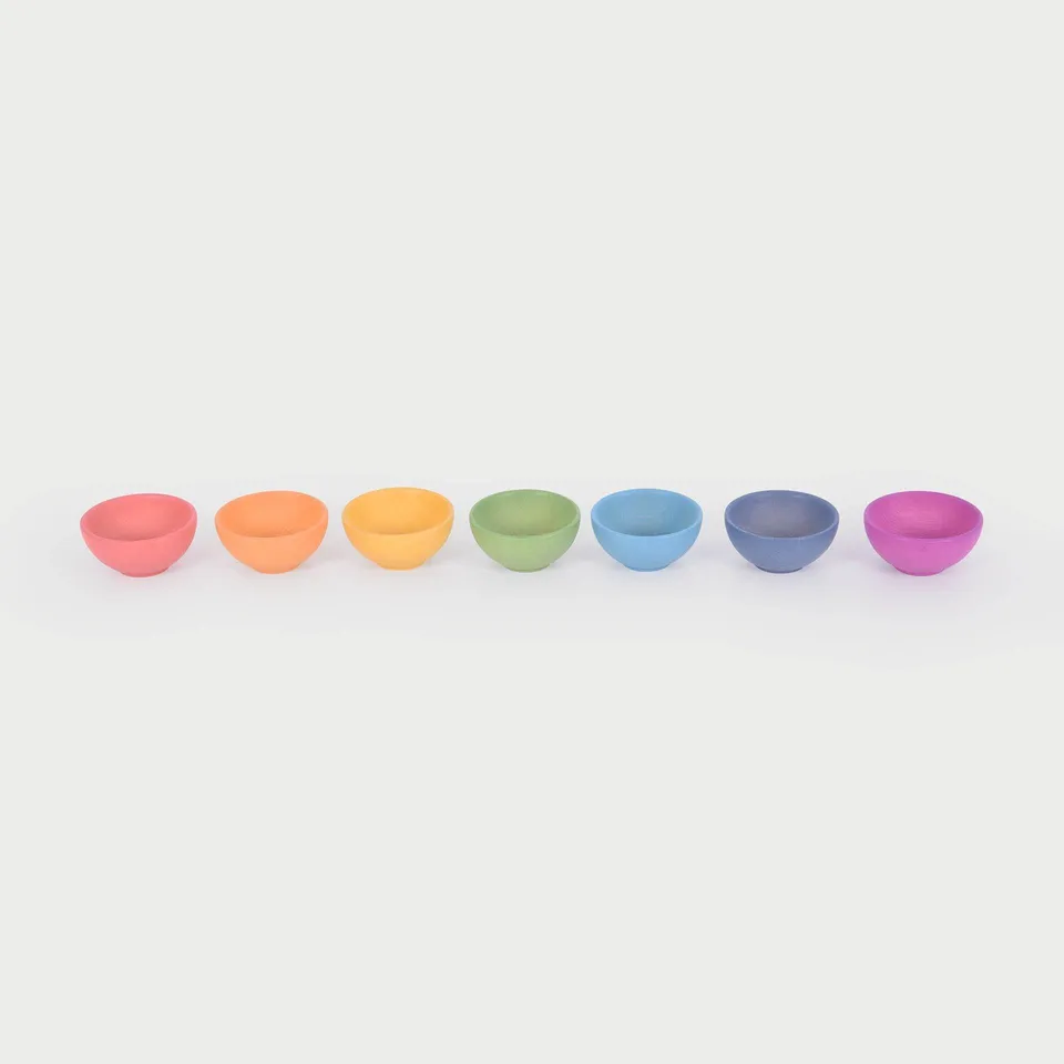 Tickit Rainbow Wooden Bowls ciotole legno arcobaleno 7 pezzi impilabili
