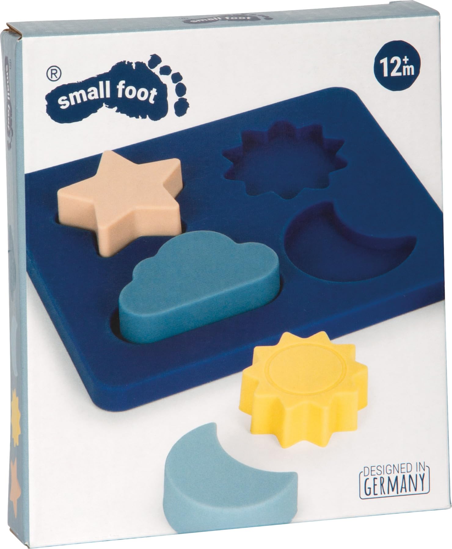 smallfoot puzzle in silicone morbido 4 pezzi sole e luna