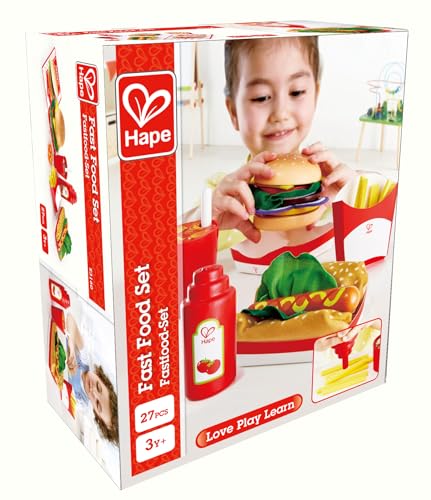 Hape Fast Food set cucina hamburger hot dog legno