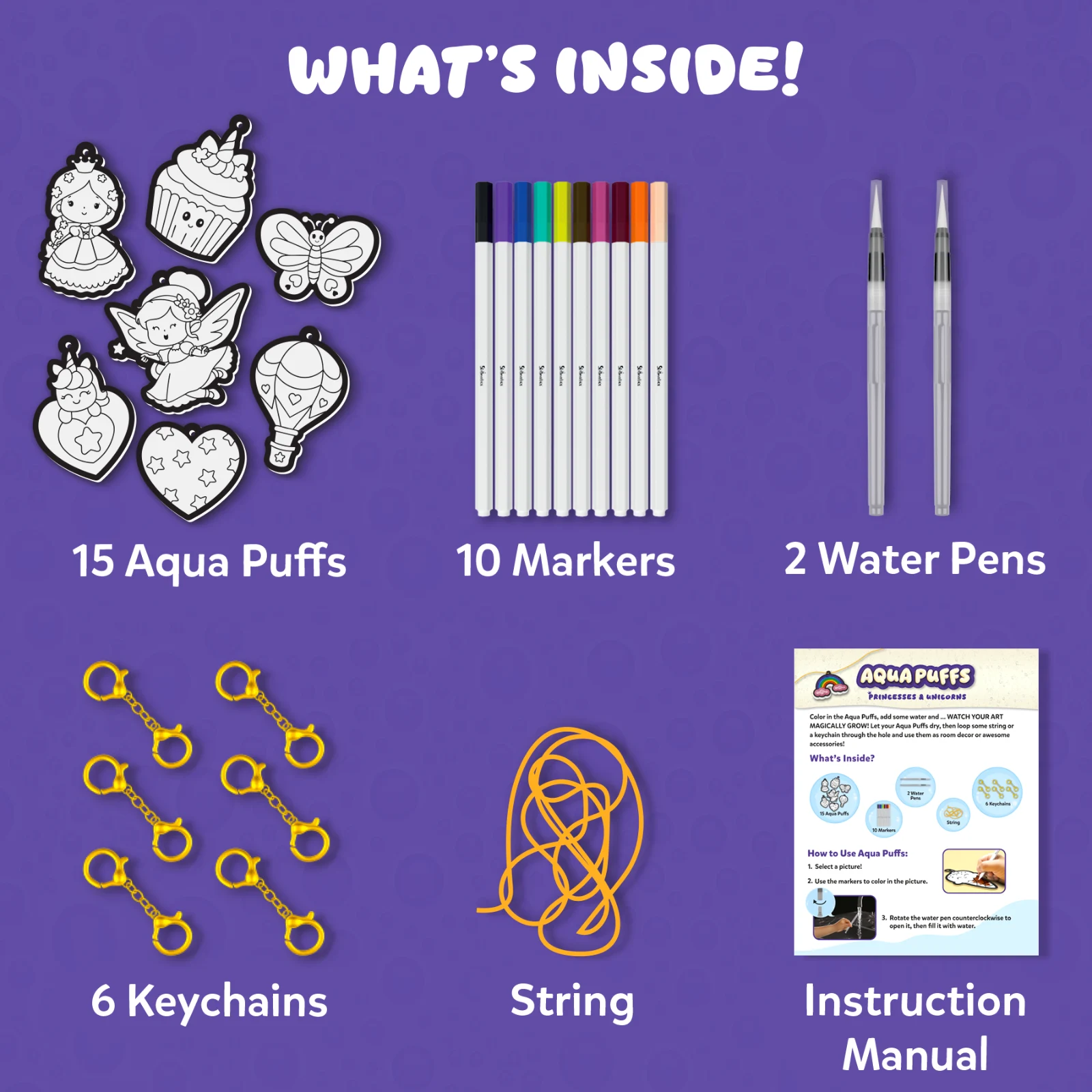 Skillmatics Aqua Puffs Princesses Unicorns kit 3D 4+ anni