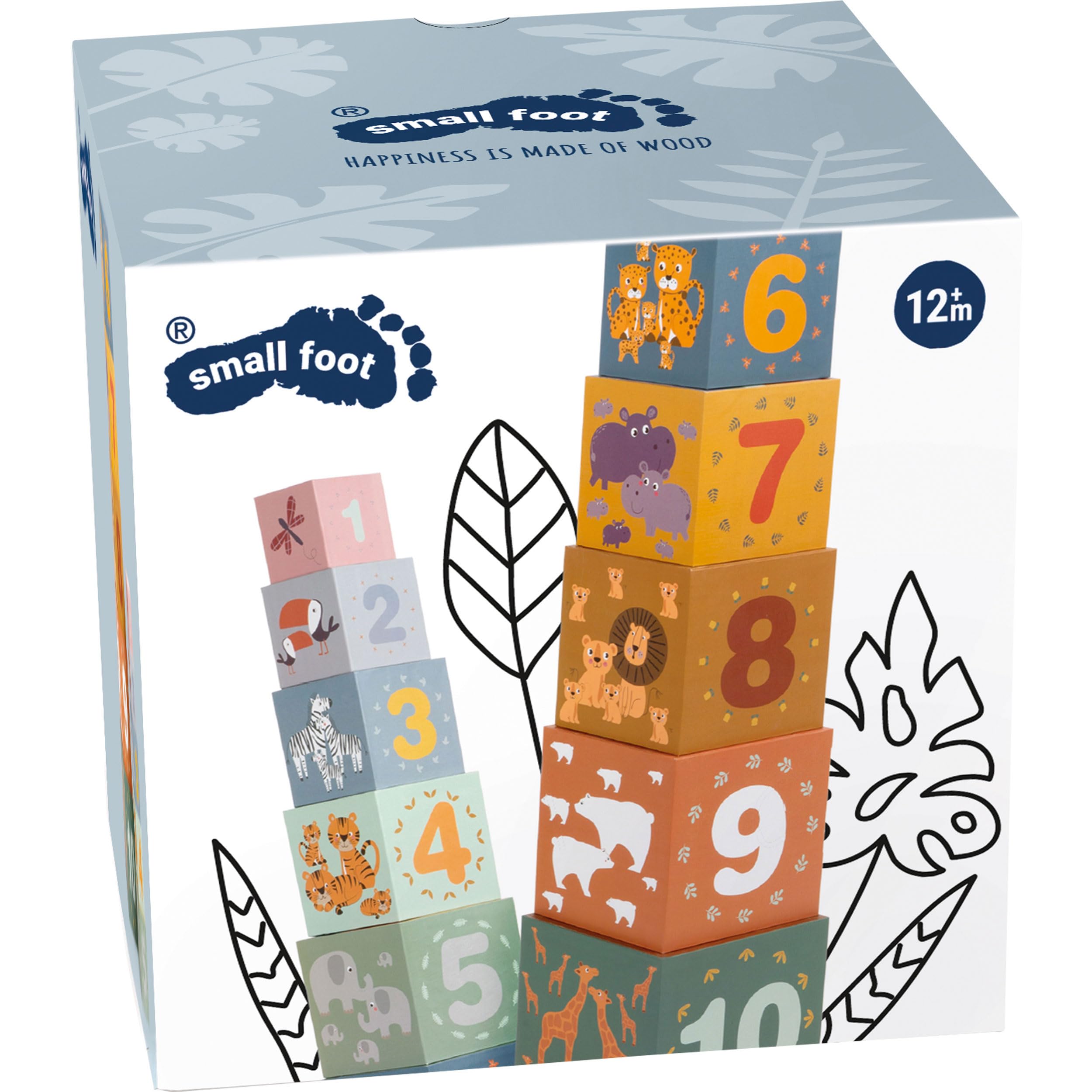 small foot 11957 Safari cubi impilabili legno 10 pezzi 1 anno+