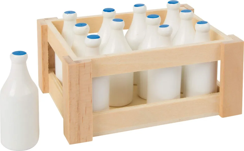 smallfoot 7062 bottiglie del latte legno set 12 pezzi negozio