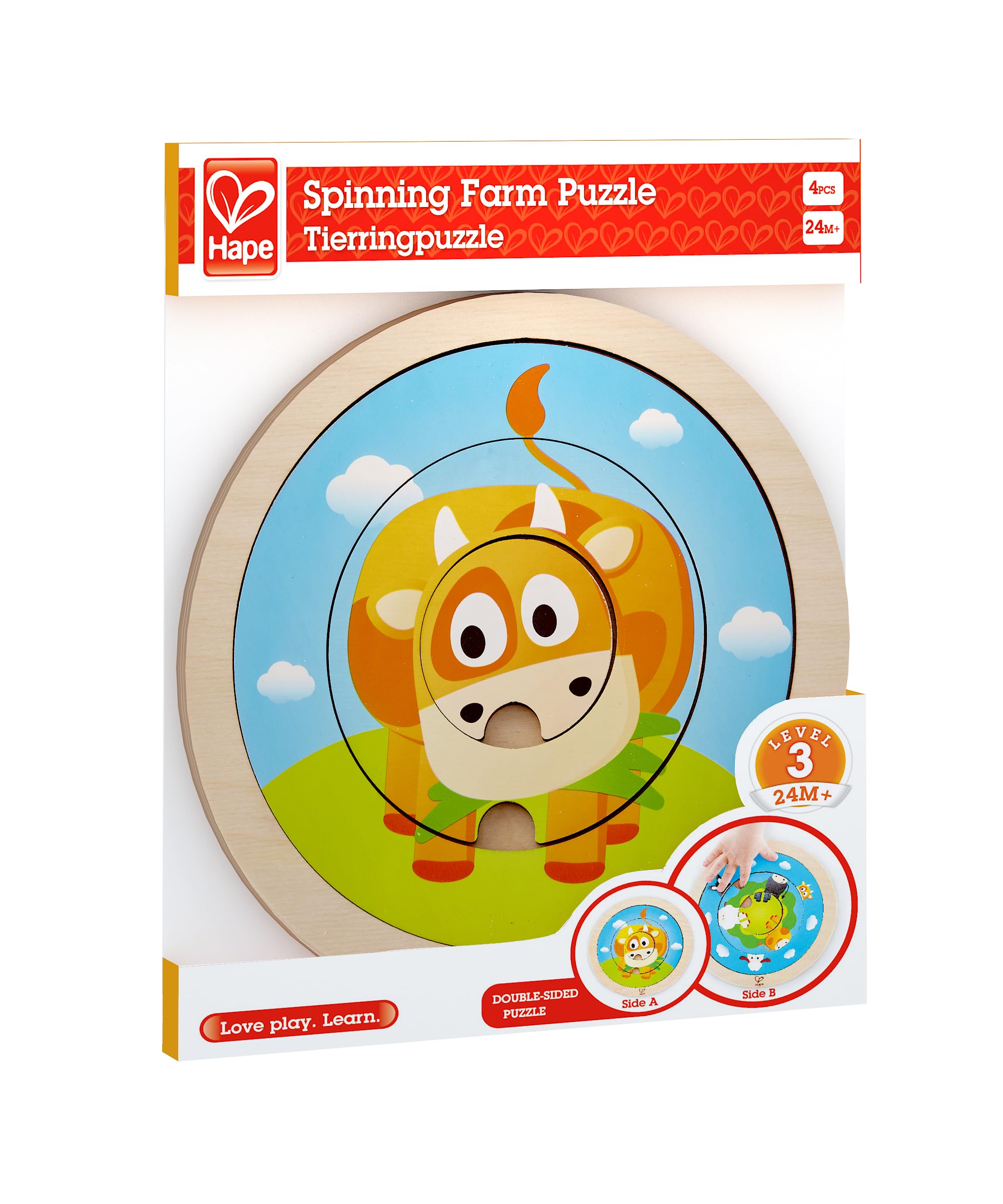 Hape HAP-E1606 Puzzle 2 in 1 doppio lato 24 mesi