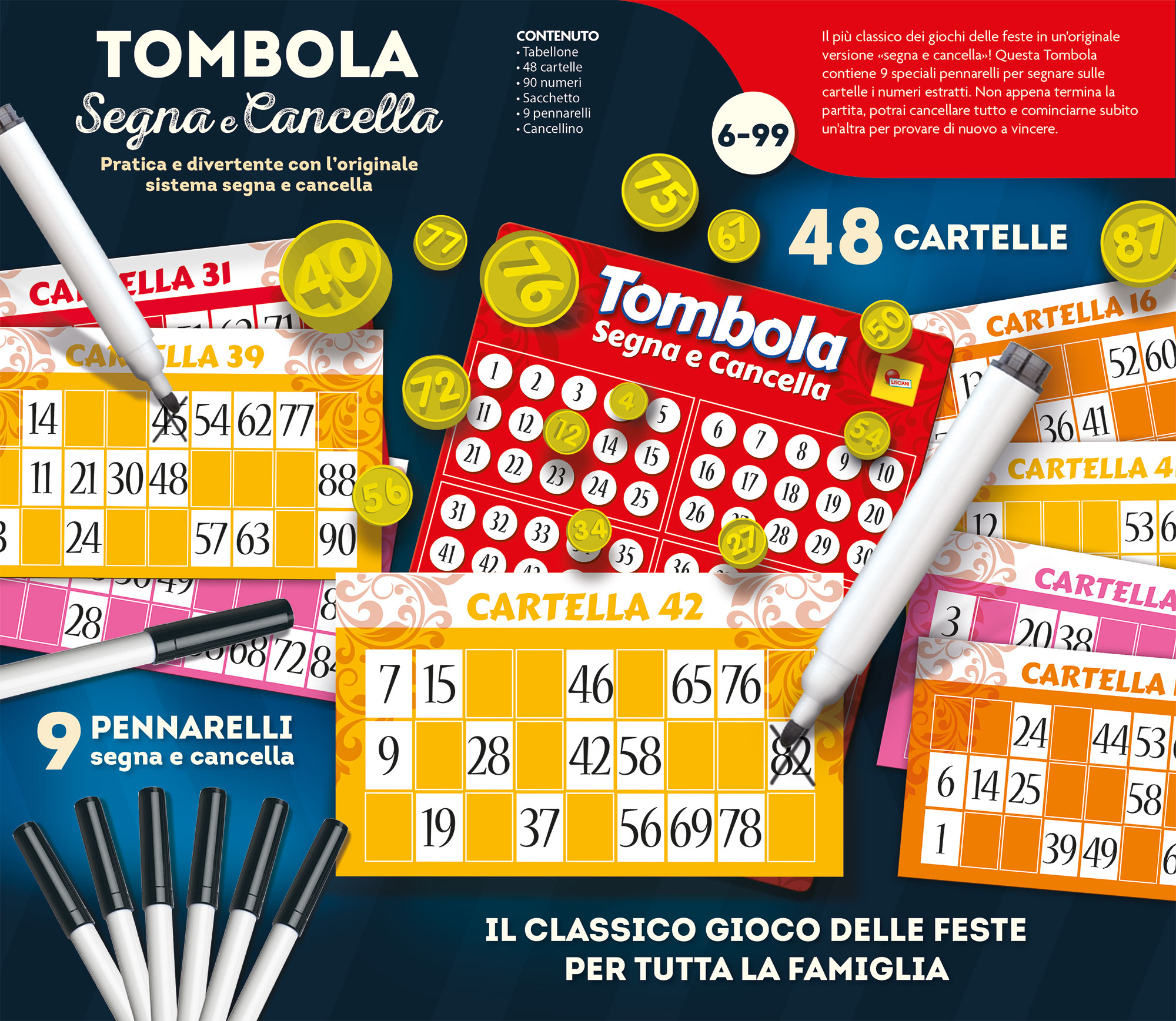 Lisciani Ludoteca Tombola Segna e Cancella 48 cartelle gioco