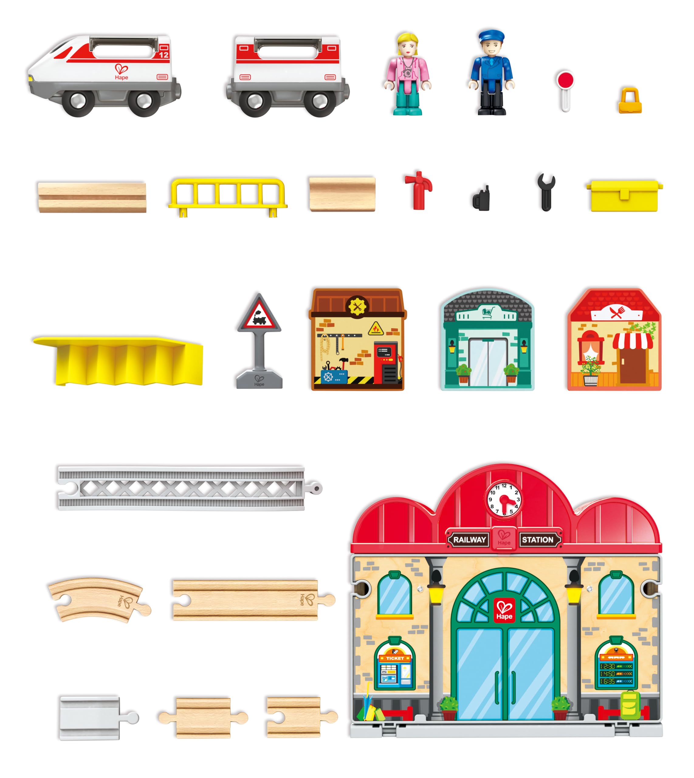 Hape stazione portatile set treno legno con binari