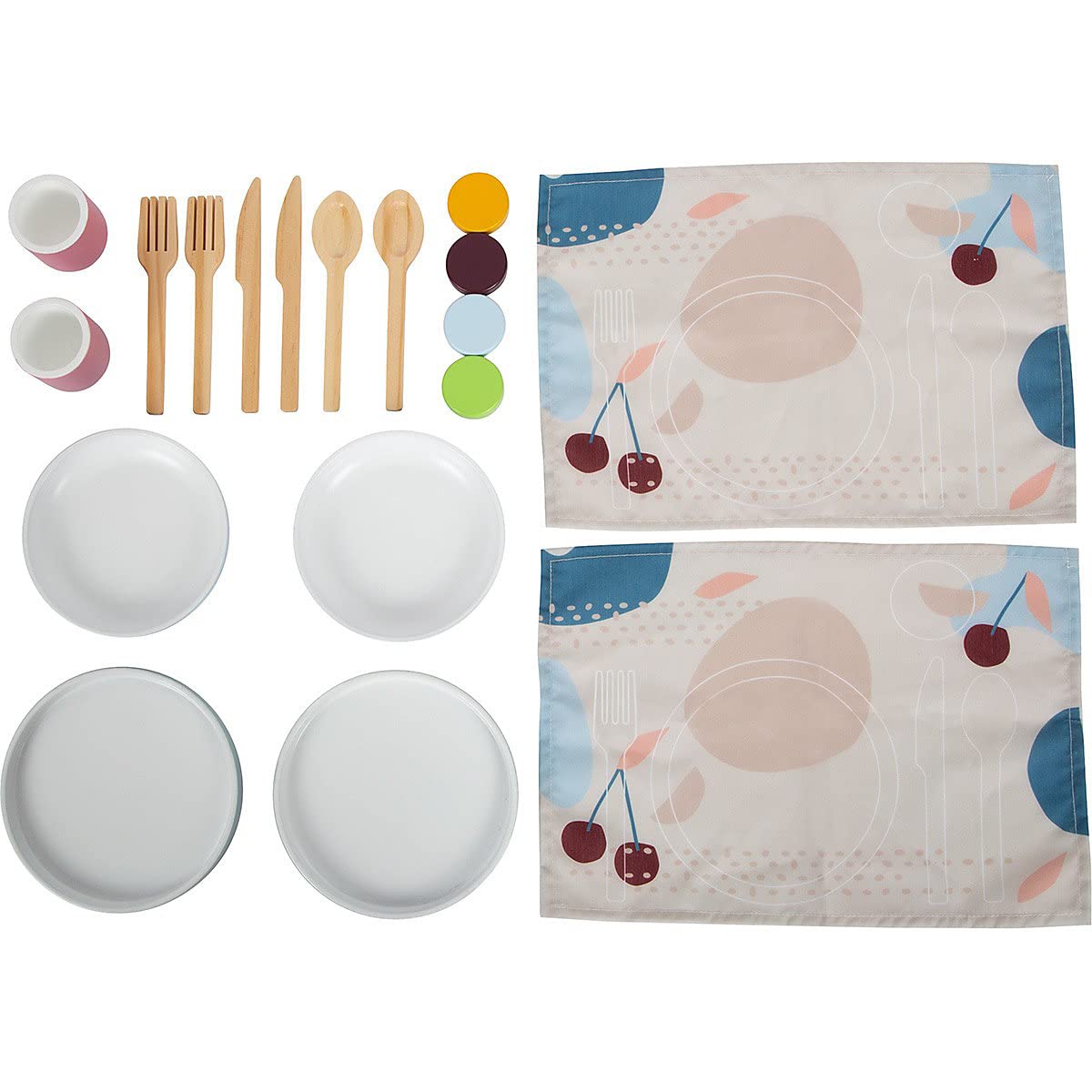 smallfoot Tasty set stoviglie legno per 2 persone blu