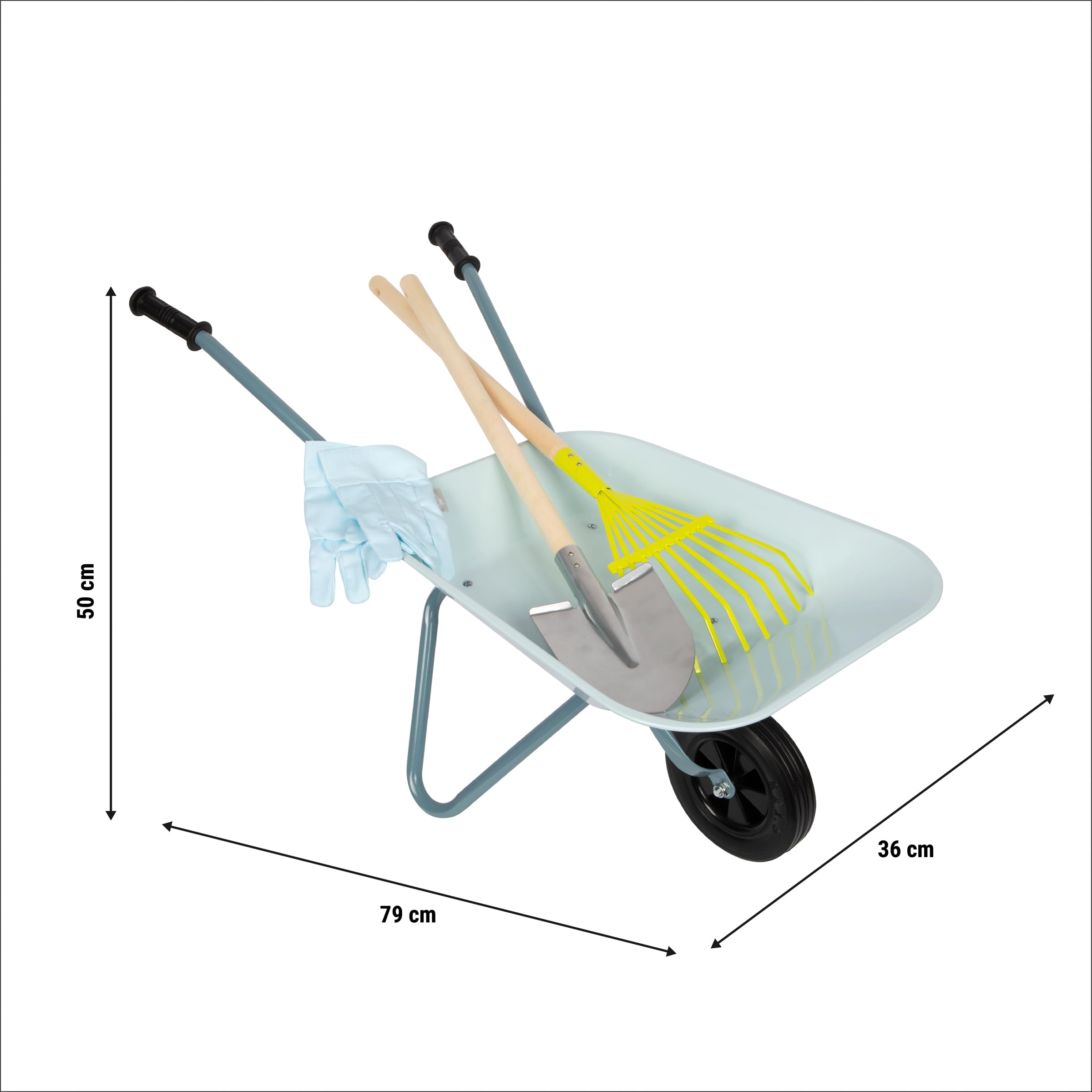 smallfoot set giardinaggio bambini carriola azzurra 15 kg