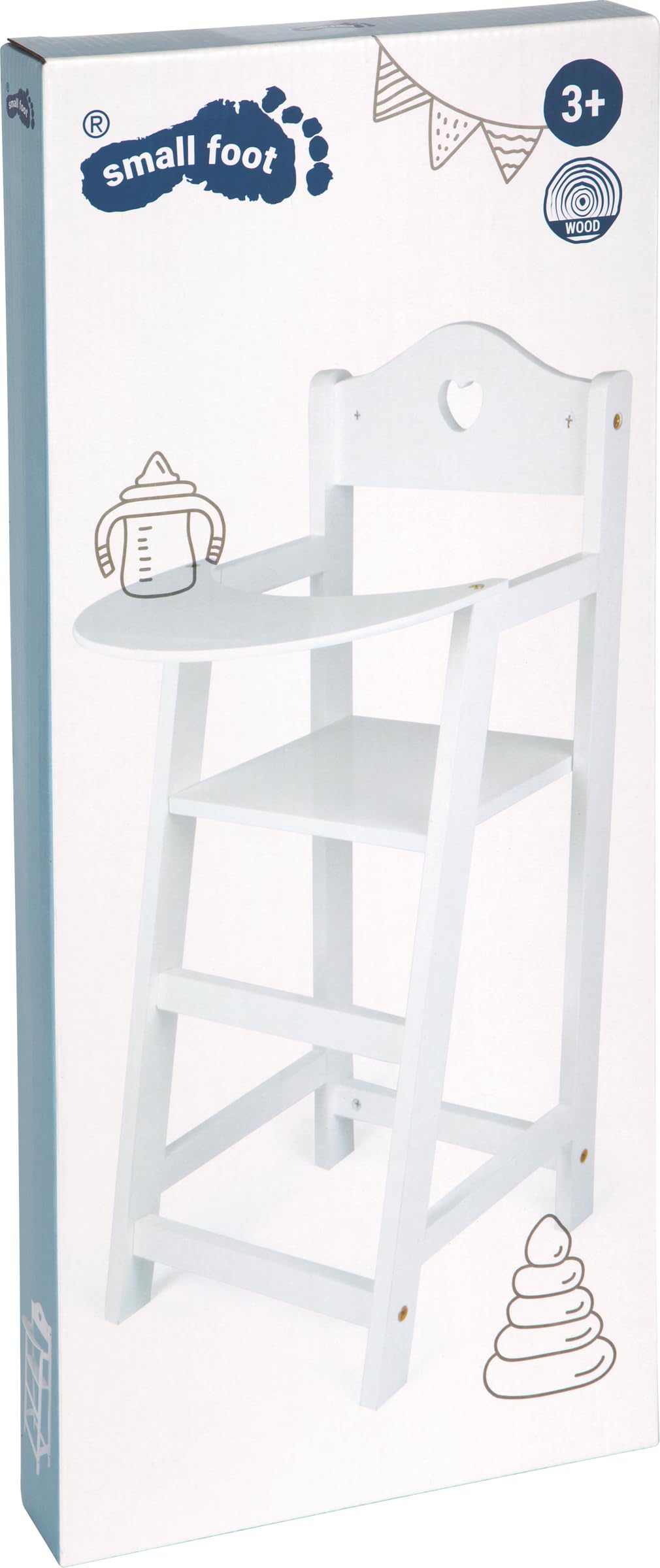 smallfoot Seggiolone Bambole in Legno Bianco con Cuore
