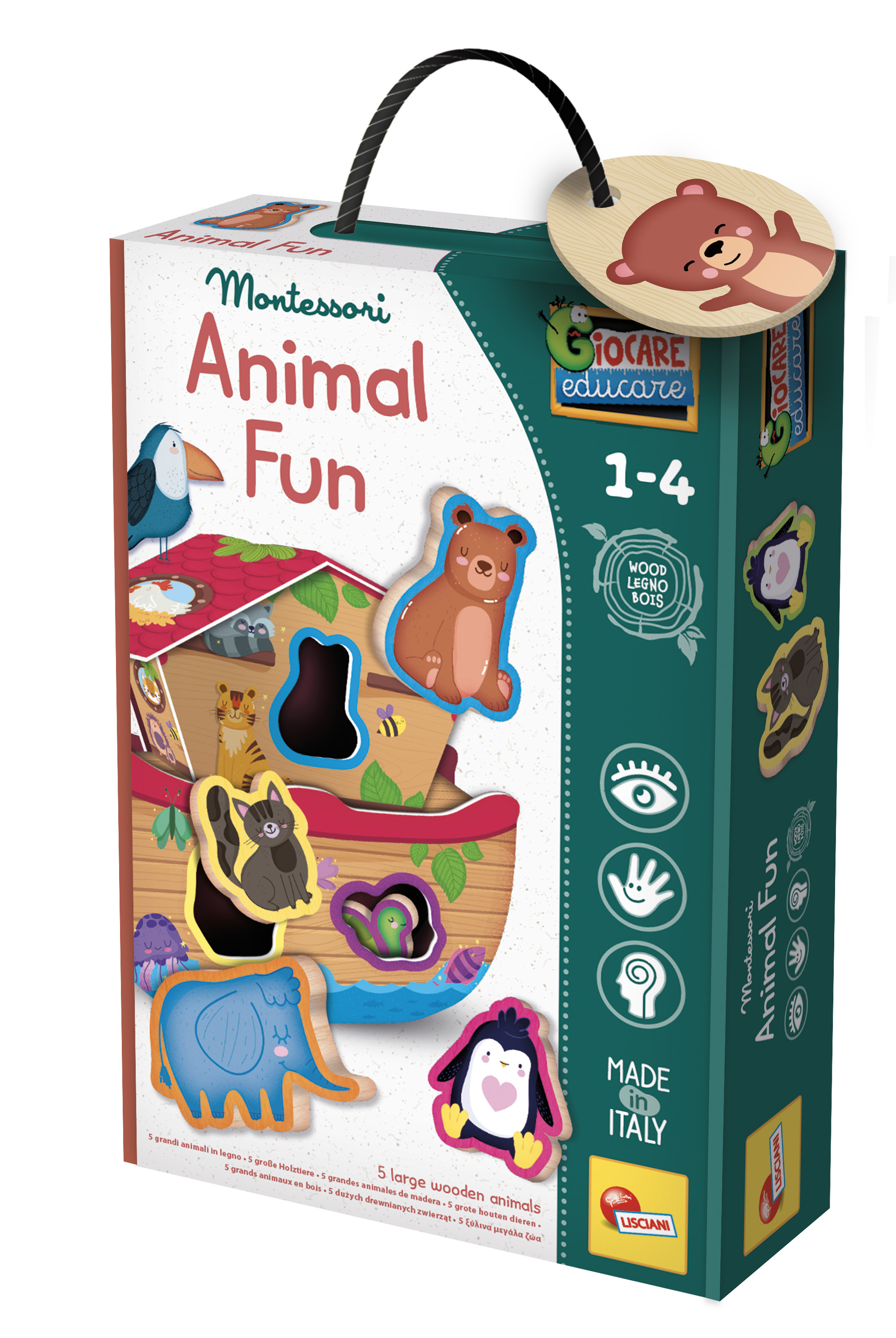 Lisciani Montessori Baby Wood Animal Fun gioco incastri