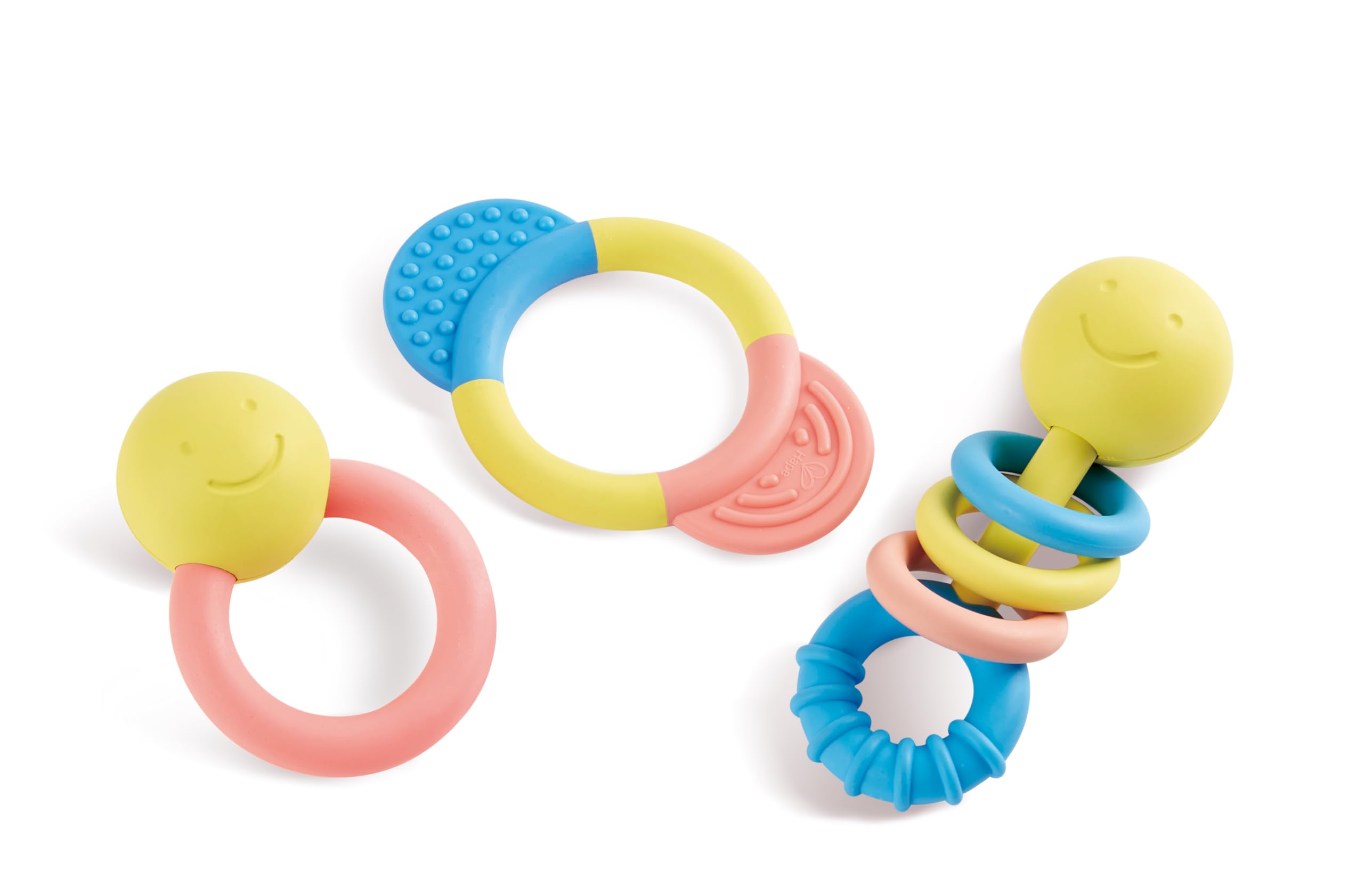 Hape Collezione Sonagli e Massaggiagengive set 3 pezzi 0+ riso