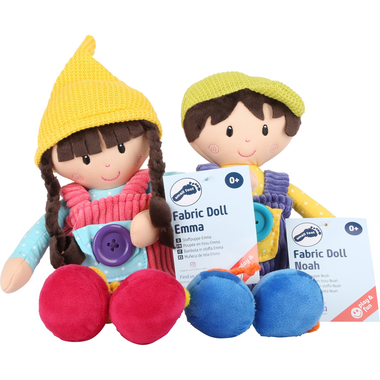 smallfoot 10865 set 2 bambole in stoffa da vestire morbide