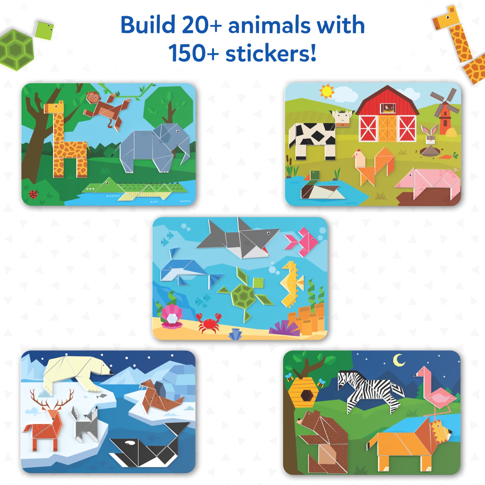 Skillmatics Tangram Twist Amazing Animals puzzle adesivi 4-7 anni