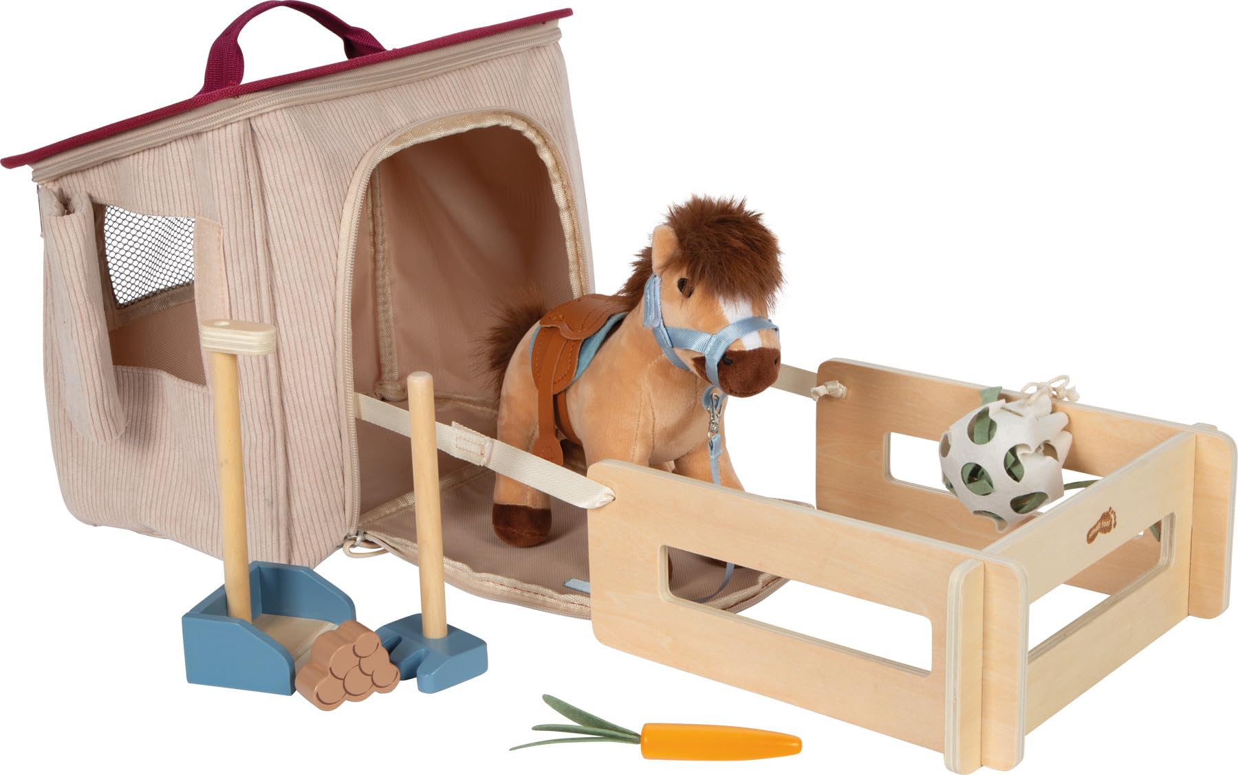 smallfoot 12731 set cavallo peluche con stalla in borsa