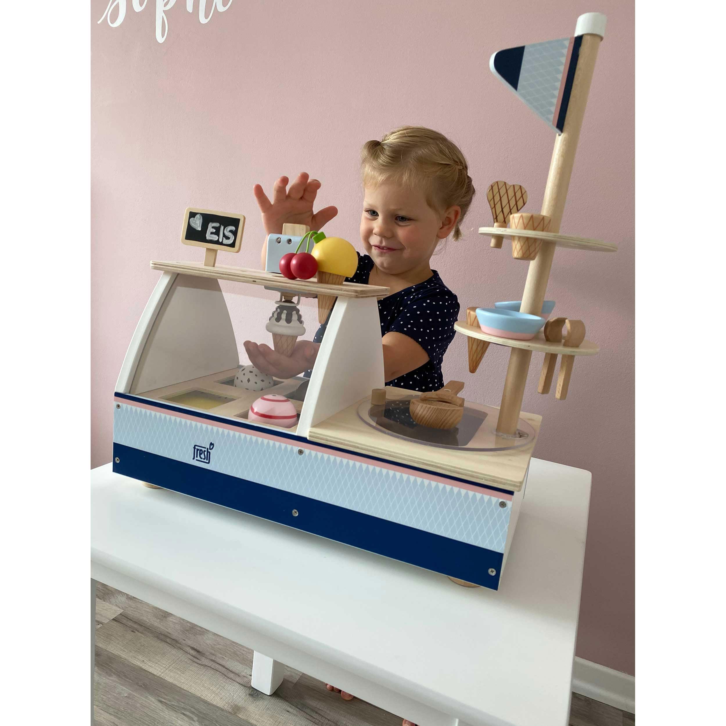 smallfoot Fresh bancone gelato legno blu rosa con accessori