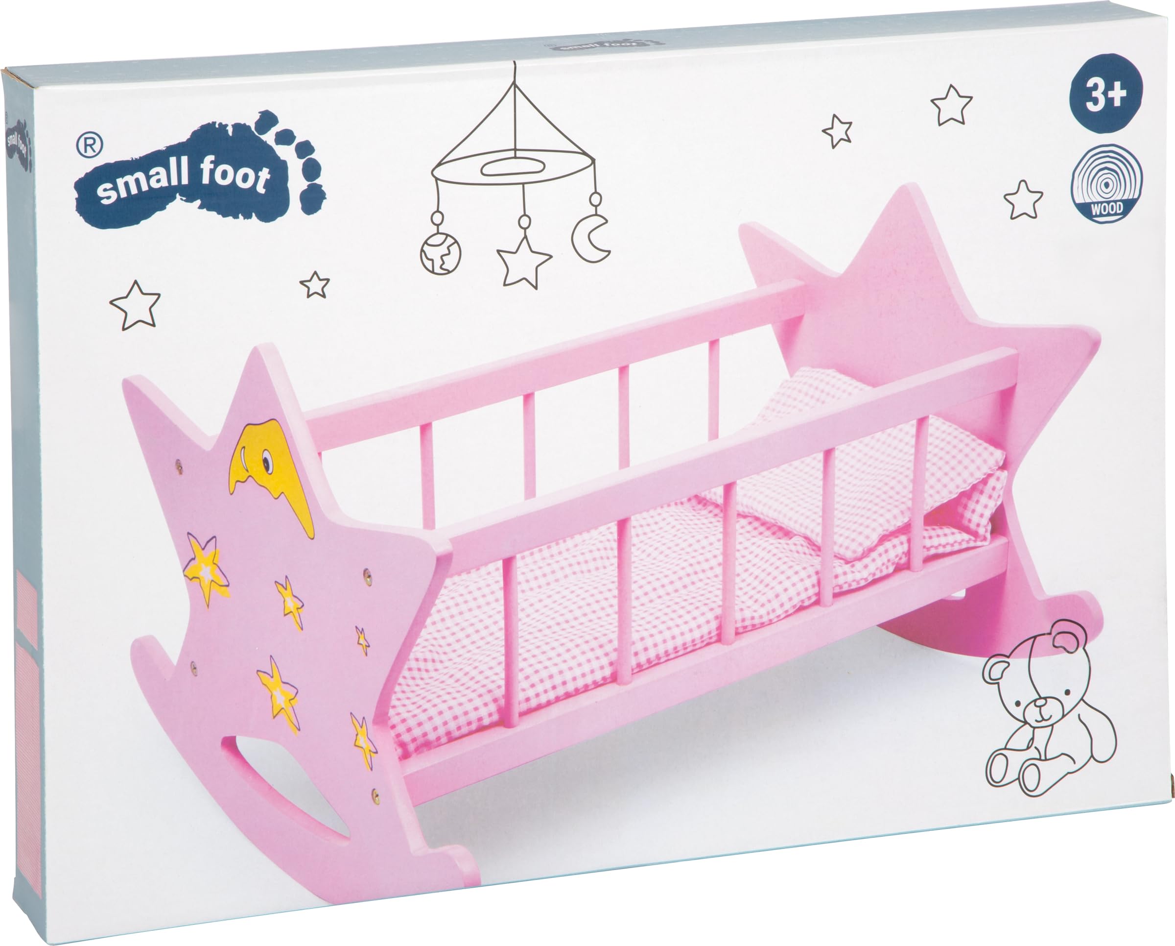 smallfoot Stella culla bambole legno rosa luna e stelle