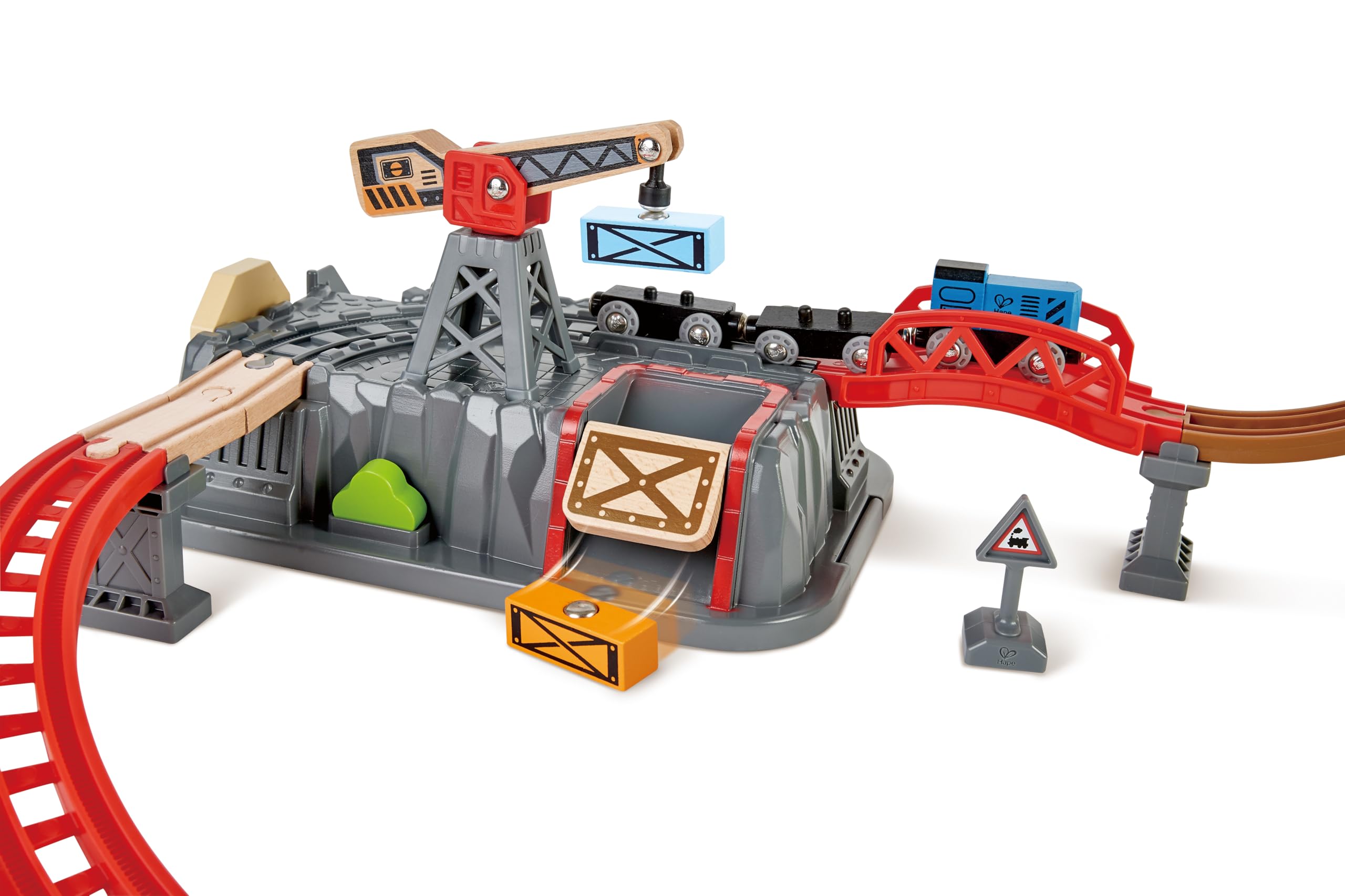 Hape Set Treno Legno 50 Pezzi con Gru e Binari