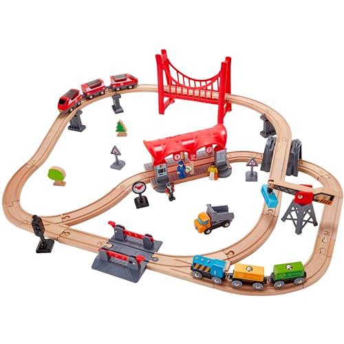 Hape Pista Città Trafficata Treno Legno 51 Pezzi 3 Anni